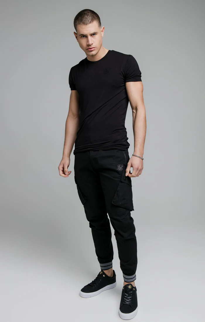 Black Elasticated Cuff Cargo Pant - Image 4