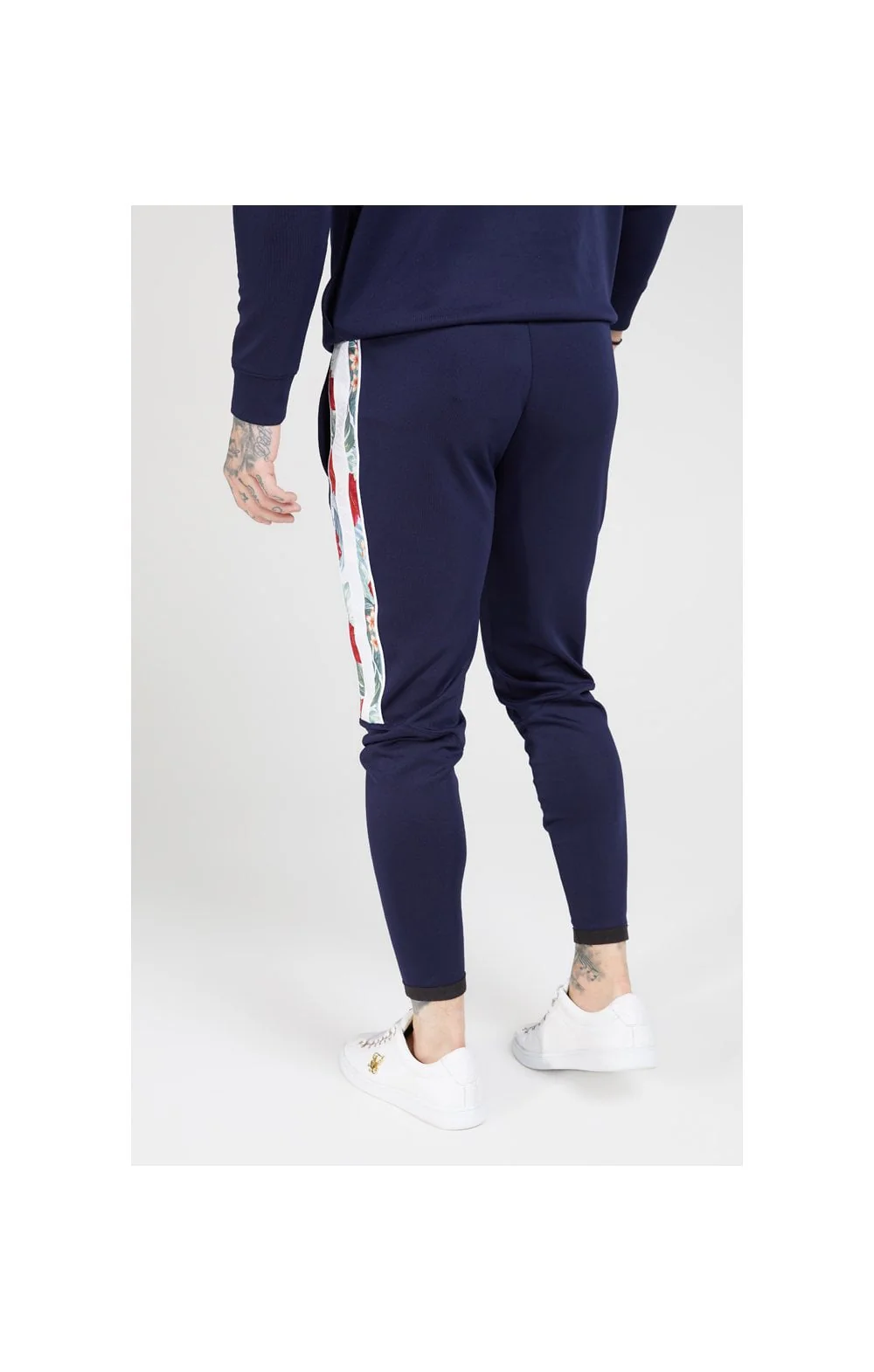 SikSilk Elasticated Cuff Panel Joggers – Navy - Image 3