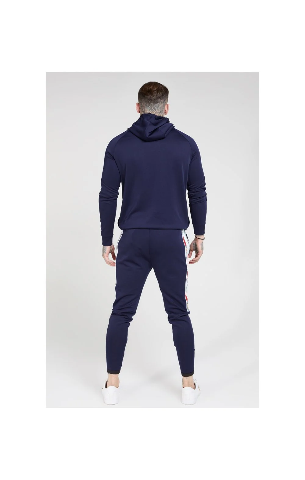 SikSilk Elasticated Cuff Panel Joggers – Navy - Image 7