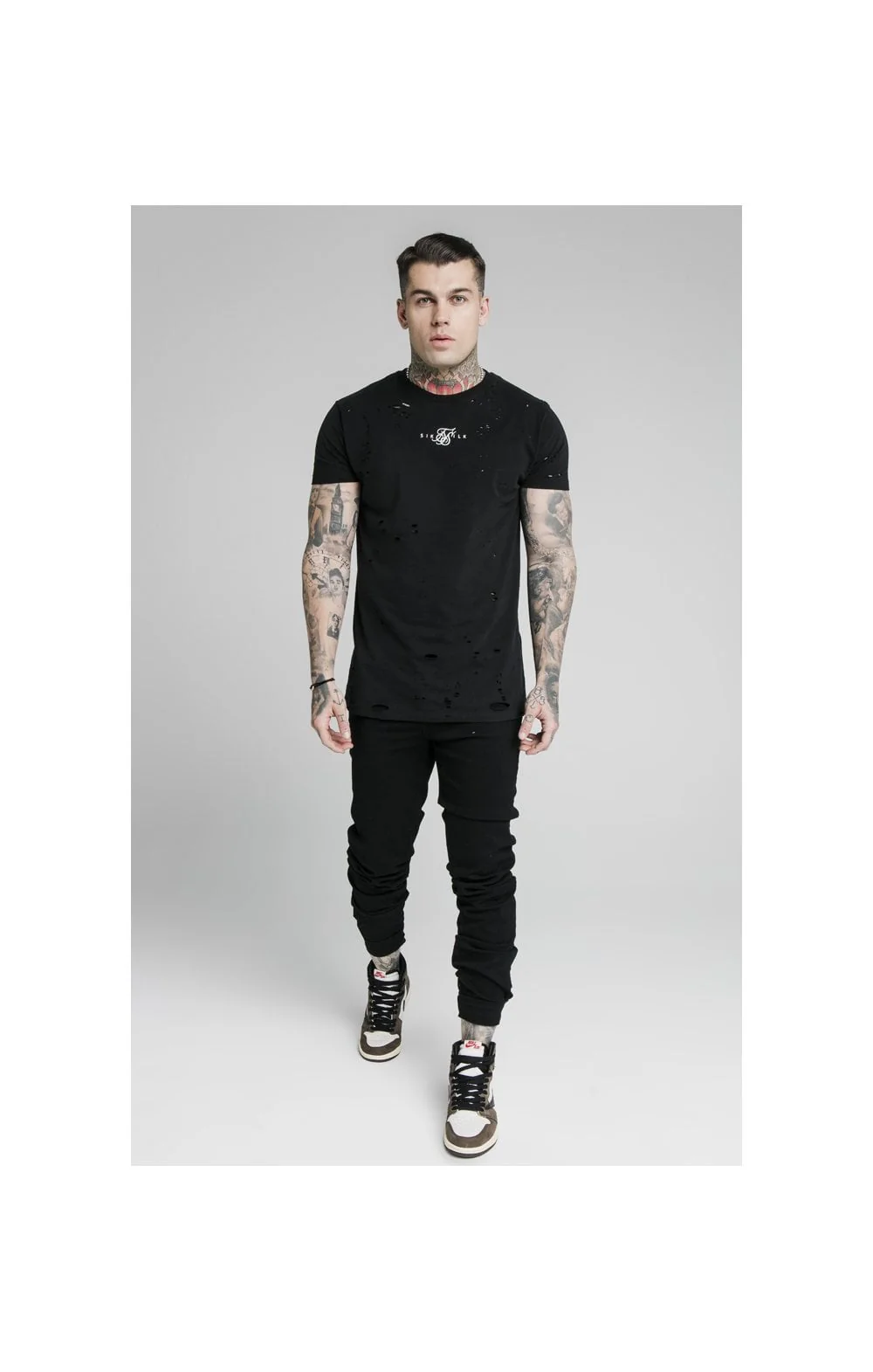SikSilk Elasticated Strap Cuff Jeans - Black - Image 4