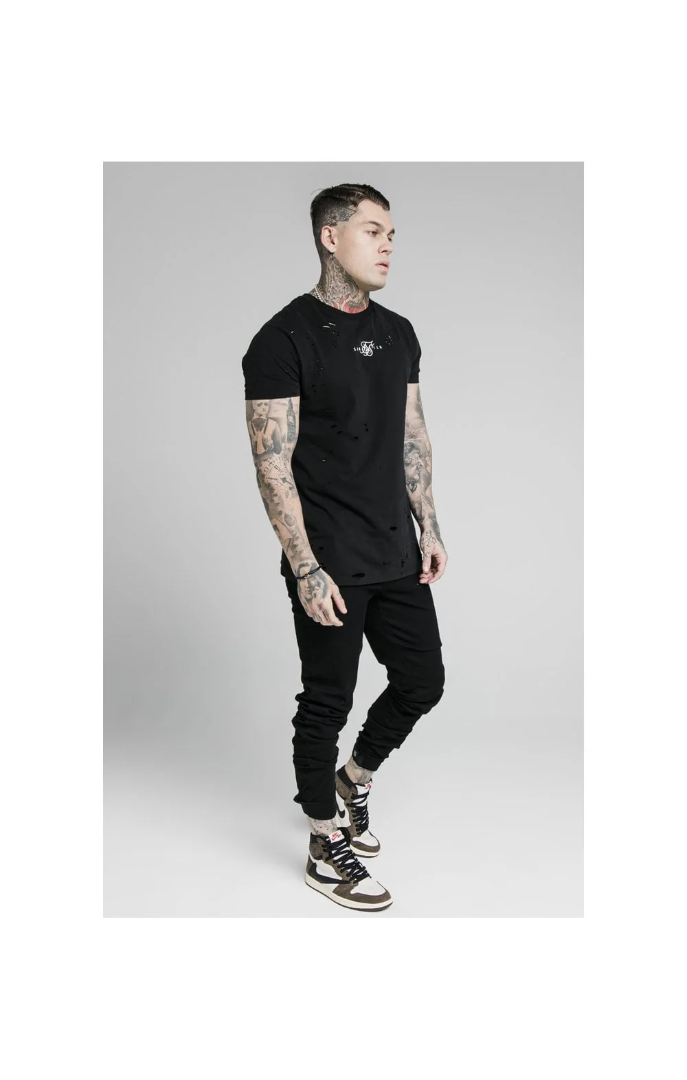 SikSilk Elasticated Strap Cuff Jeans - Black - Image 5