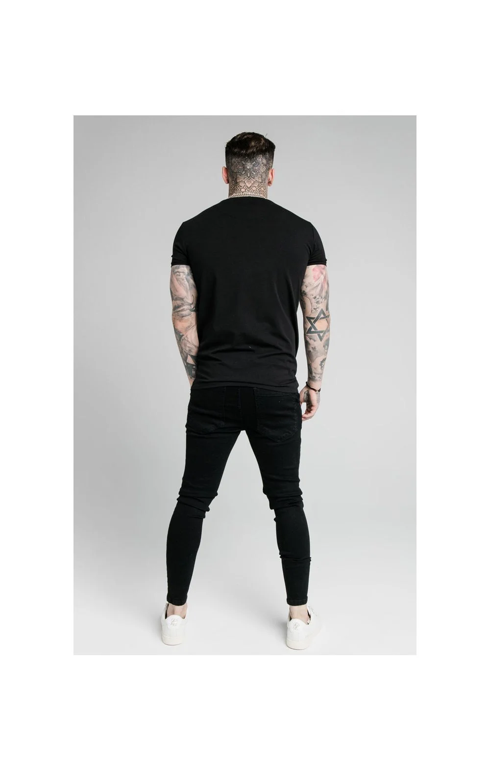 SikSilk Elasticated Tape Skinny Distressed Jeans - Black - Image 4