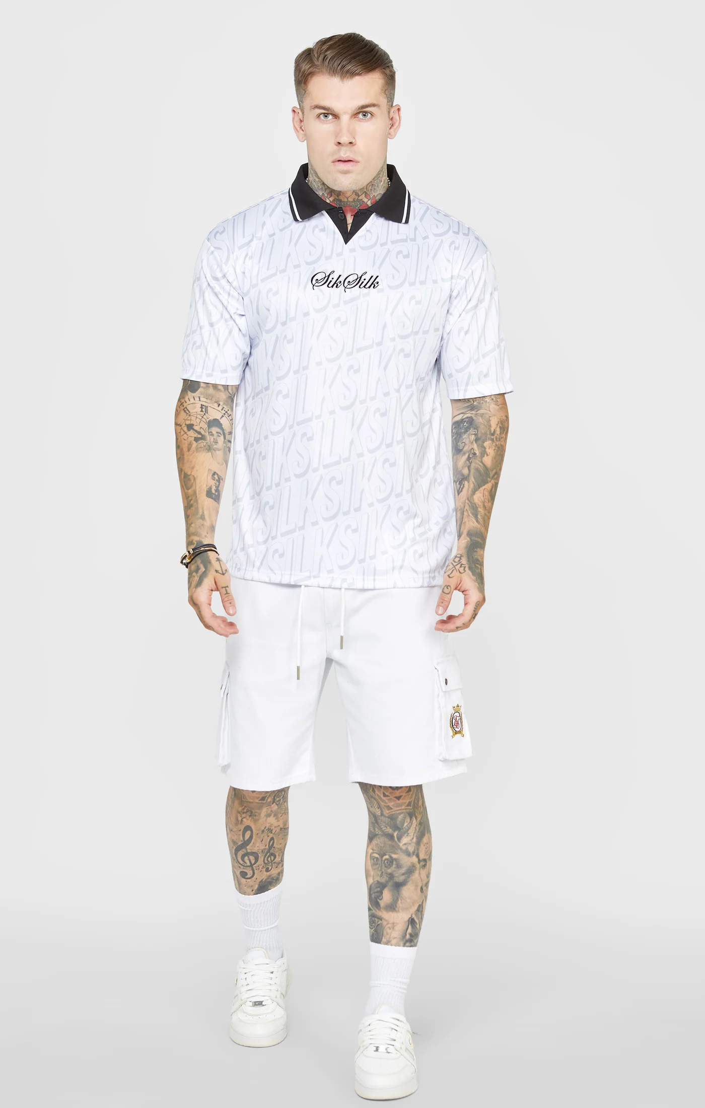 White Elasticated Denim Cargo Short - Image 3