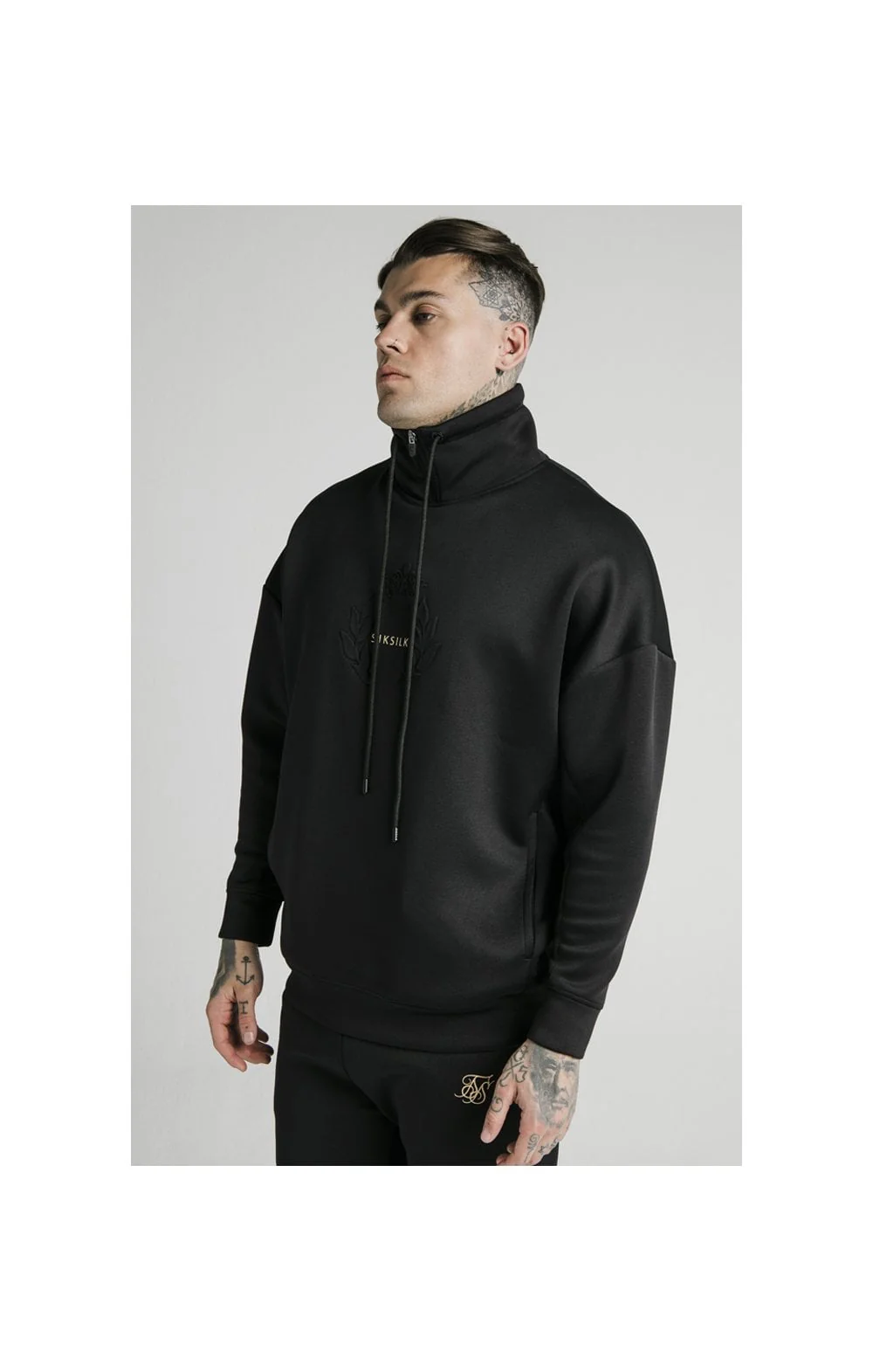 SikSilk Element Quarter Zip Hoodie – Black & Gold