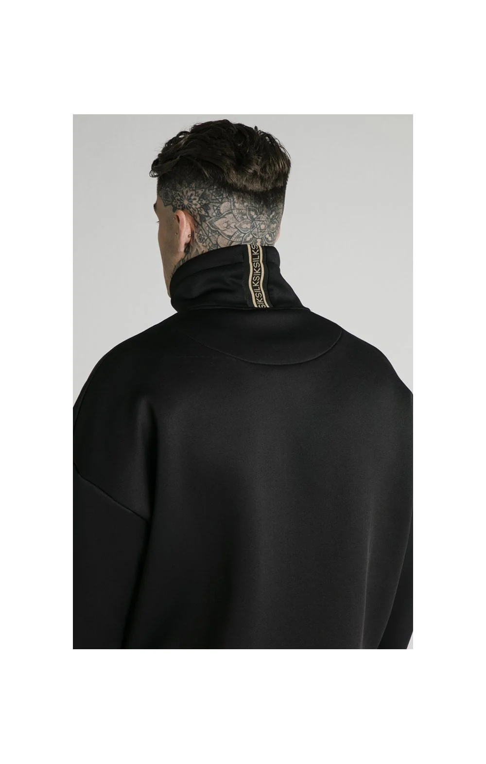 SikSilk Element Quarter Zip Hoodie – Black & Gold - Image 3