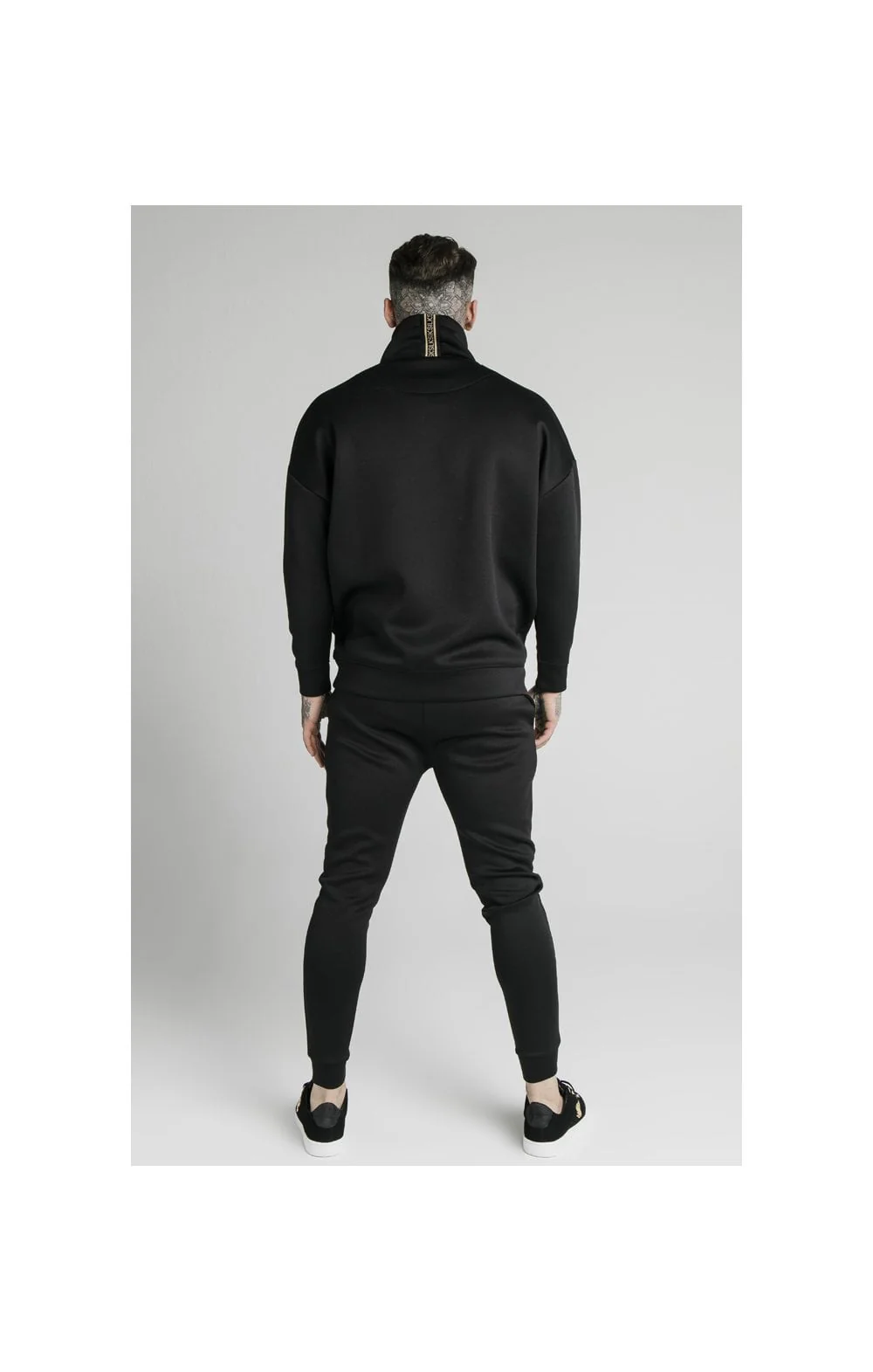 SikSilk Element Quarter Zip Hoodie – Black & Gold - Image 7