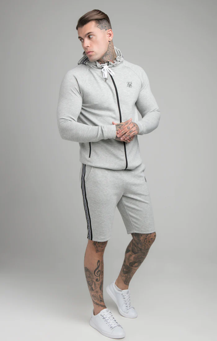 Grey Marl Tape Detail Zip-Thru Track Top - Image 3