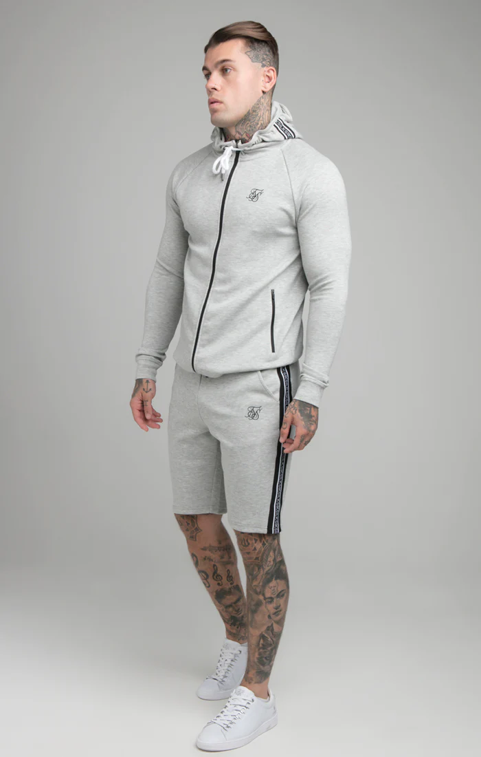 Grey Marl Tape Detail Zip-Thru Track Top - Image 4