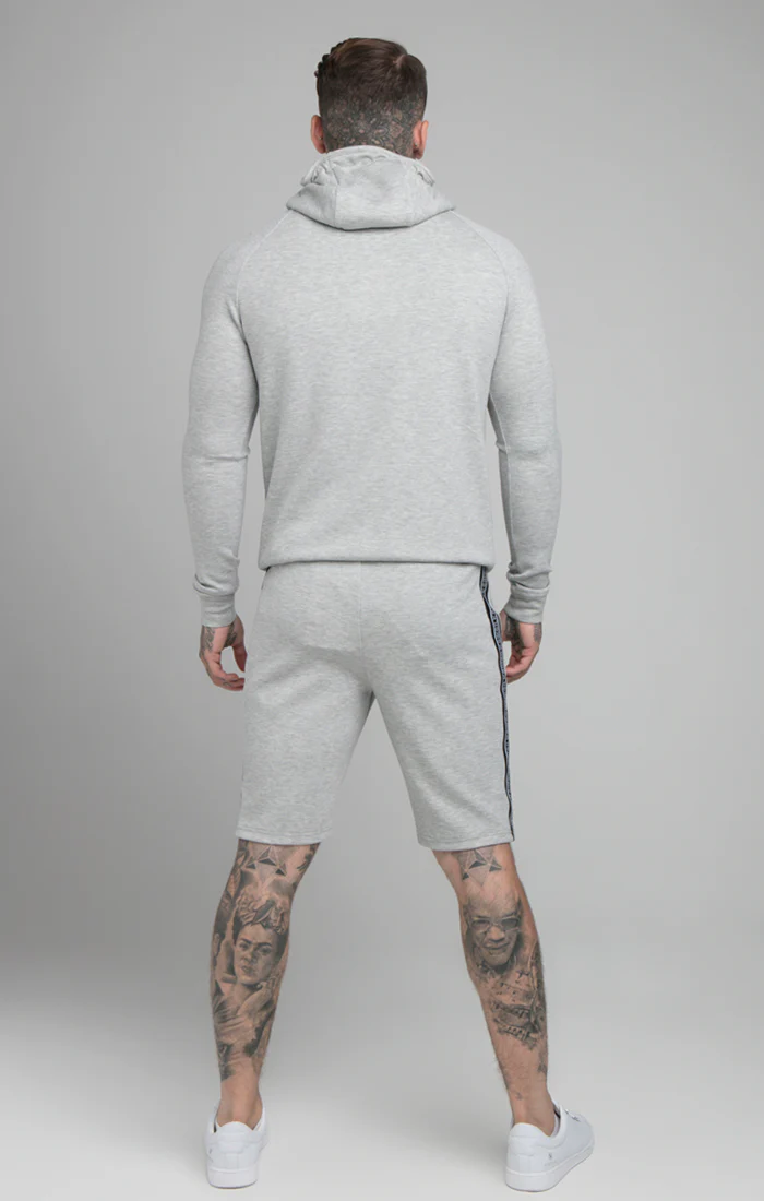 Grey Marl Tape Detail Zip-Thru Track Top - Image 5