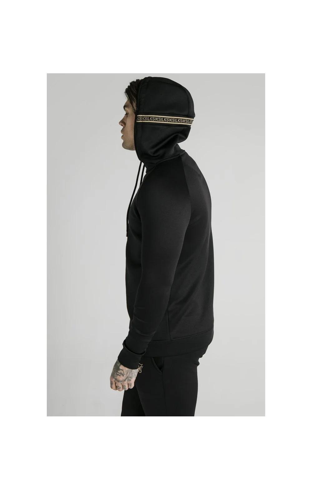 SikSilk Element Zip Through Hoodie - Black & Gold - Image 6