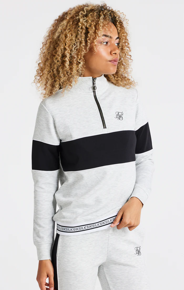 Grey Marl 1/4 Zip Track Top - Image 2