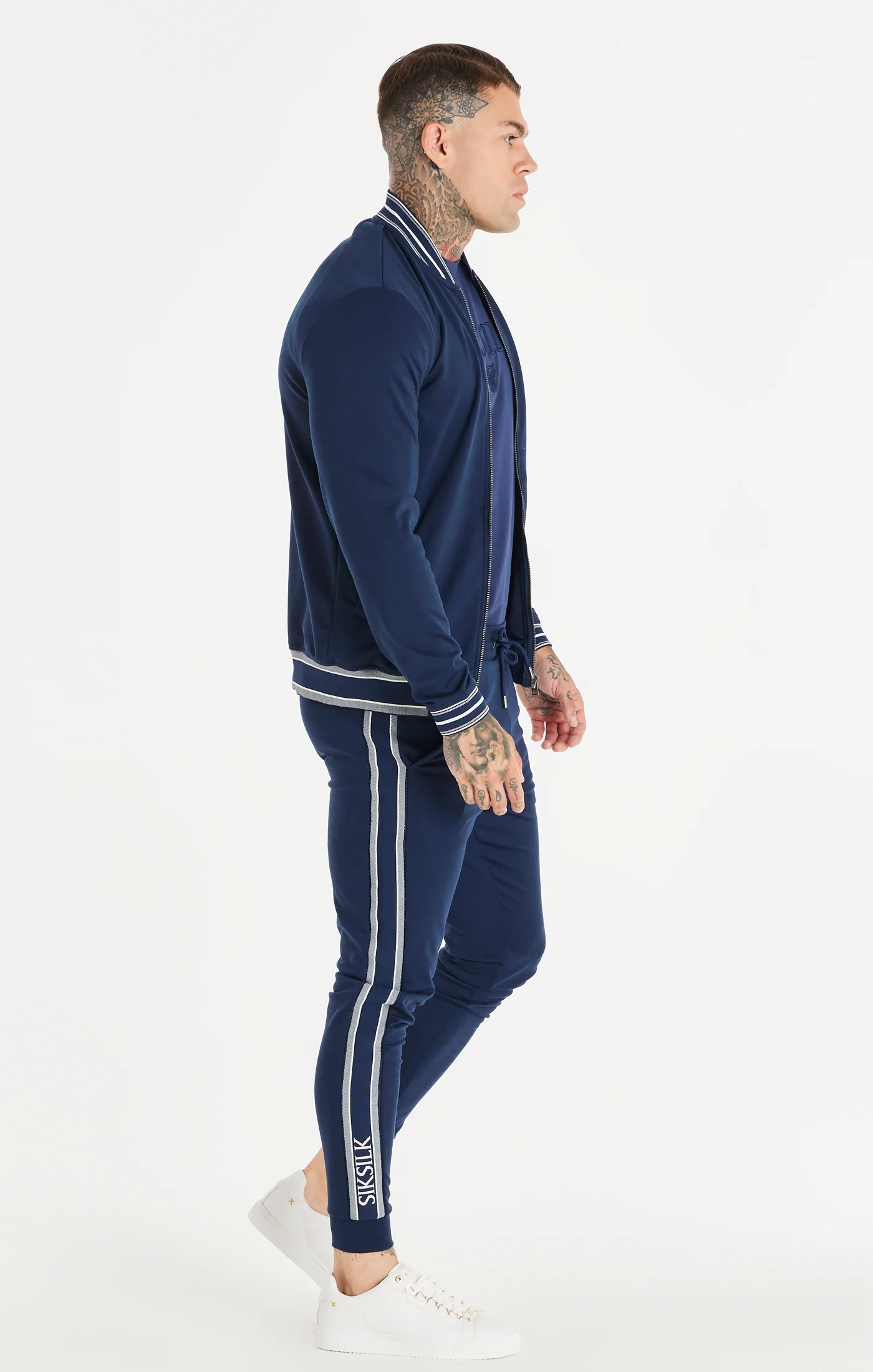 Navy Branded Hem Detail Bomber - Image 6