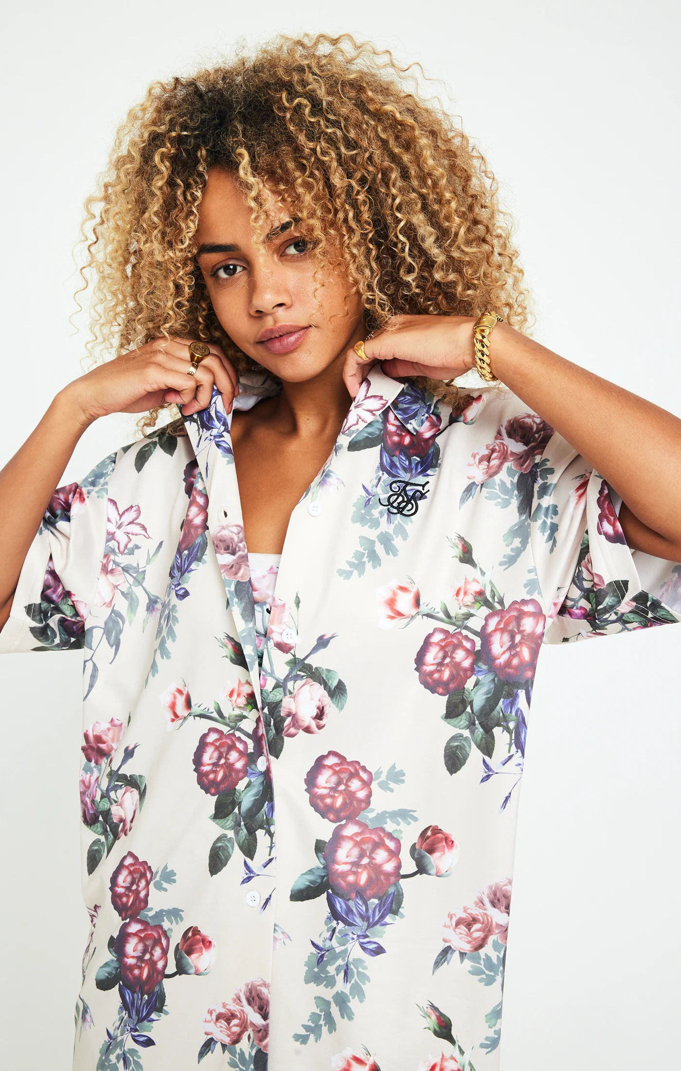 SikSilk Elevate Botanical Shirt - Ecru - Image 2