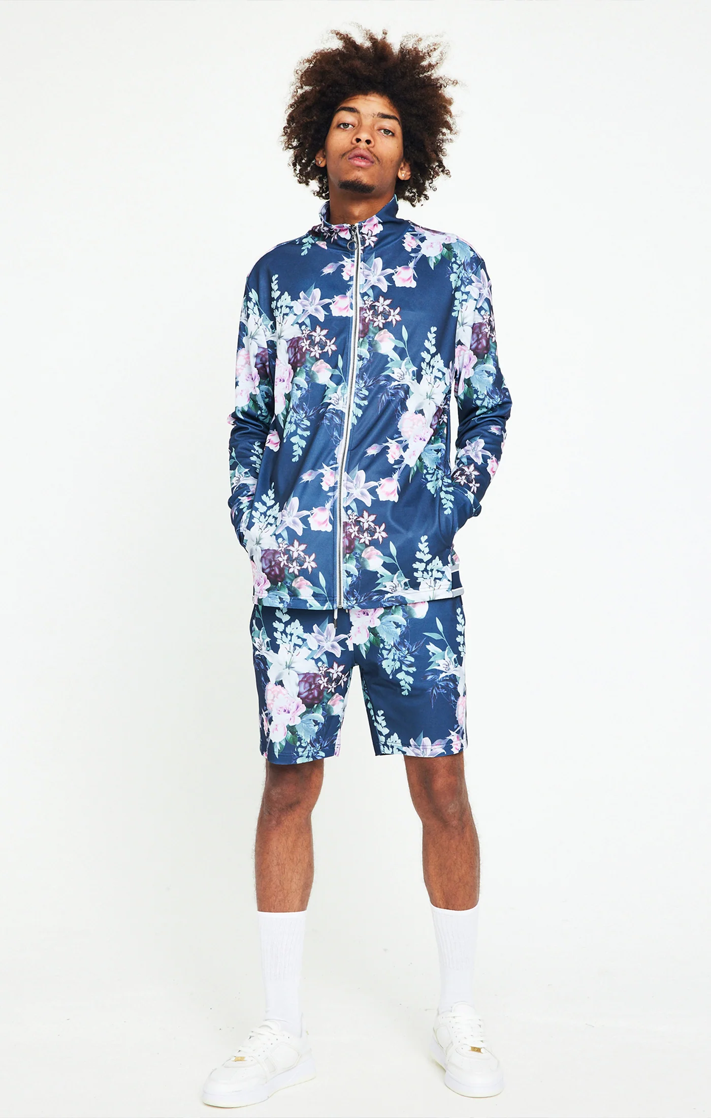 SikSilk Elevate Botanical Zip Through - Navy - Image 3