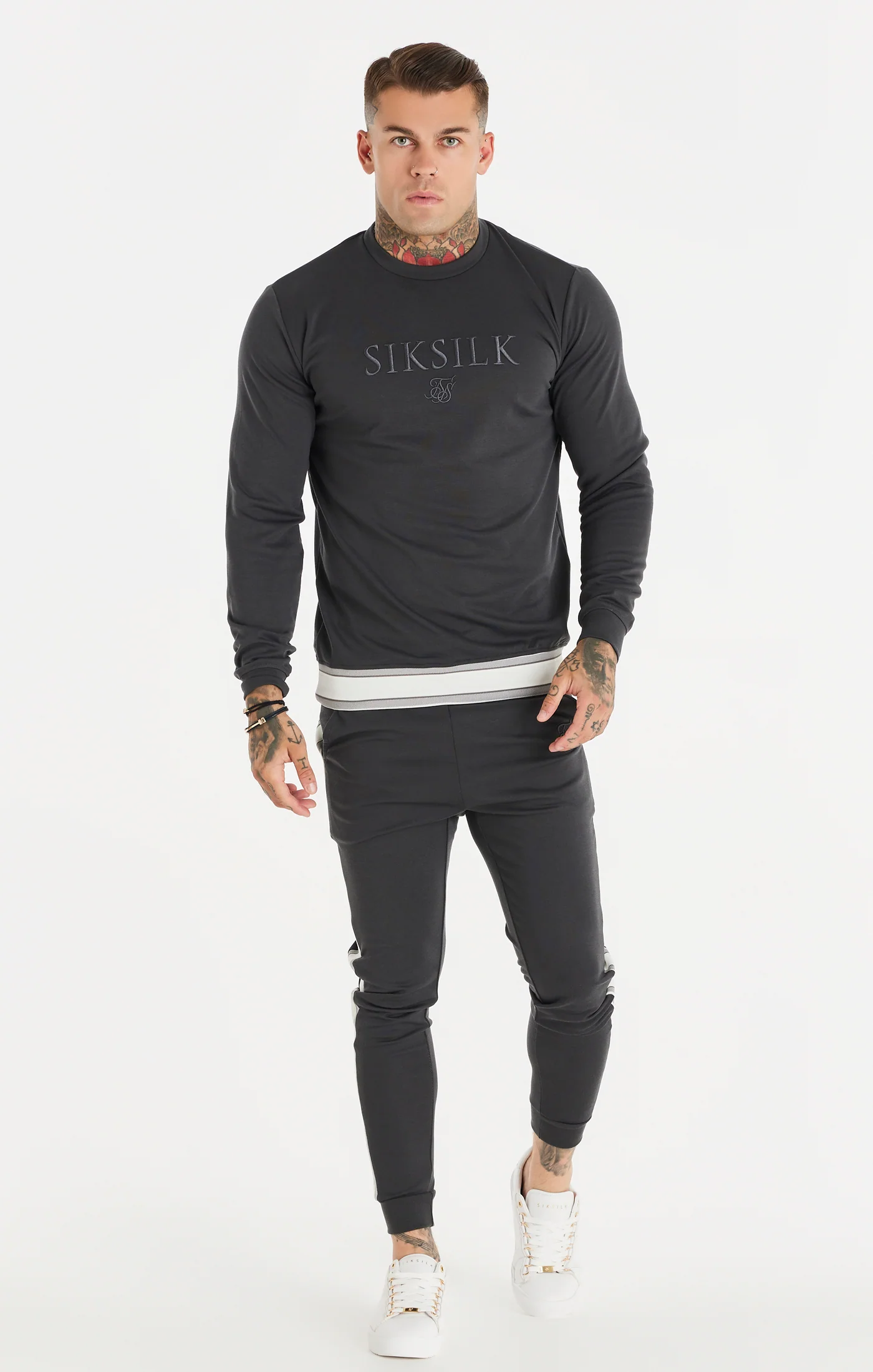 SikSilk Elevate Crew Sweater - Grey - Image 3