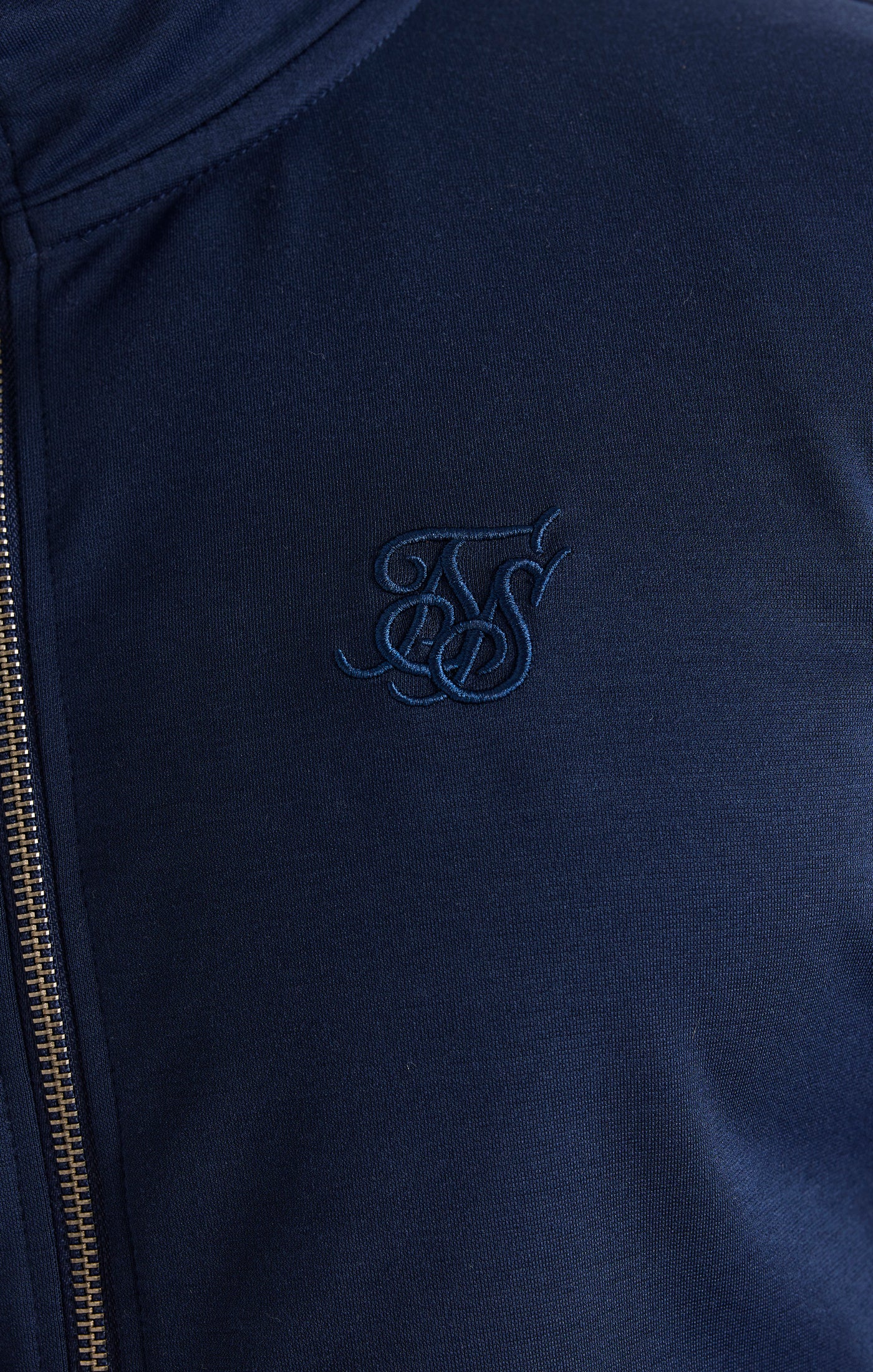 Navy Funnel Neck Zip Through Hoodie - Image 3