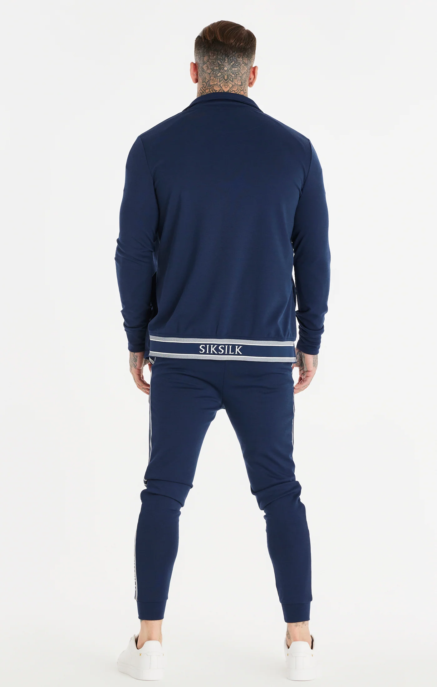 Navy Funnel Neck Zip Through Hoodie - Image 7