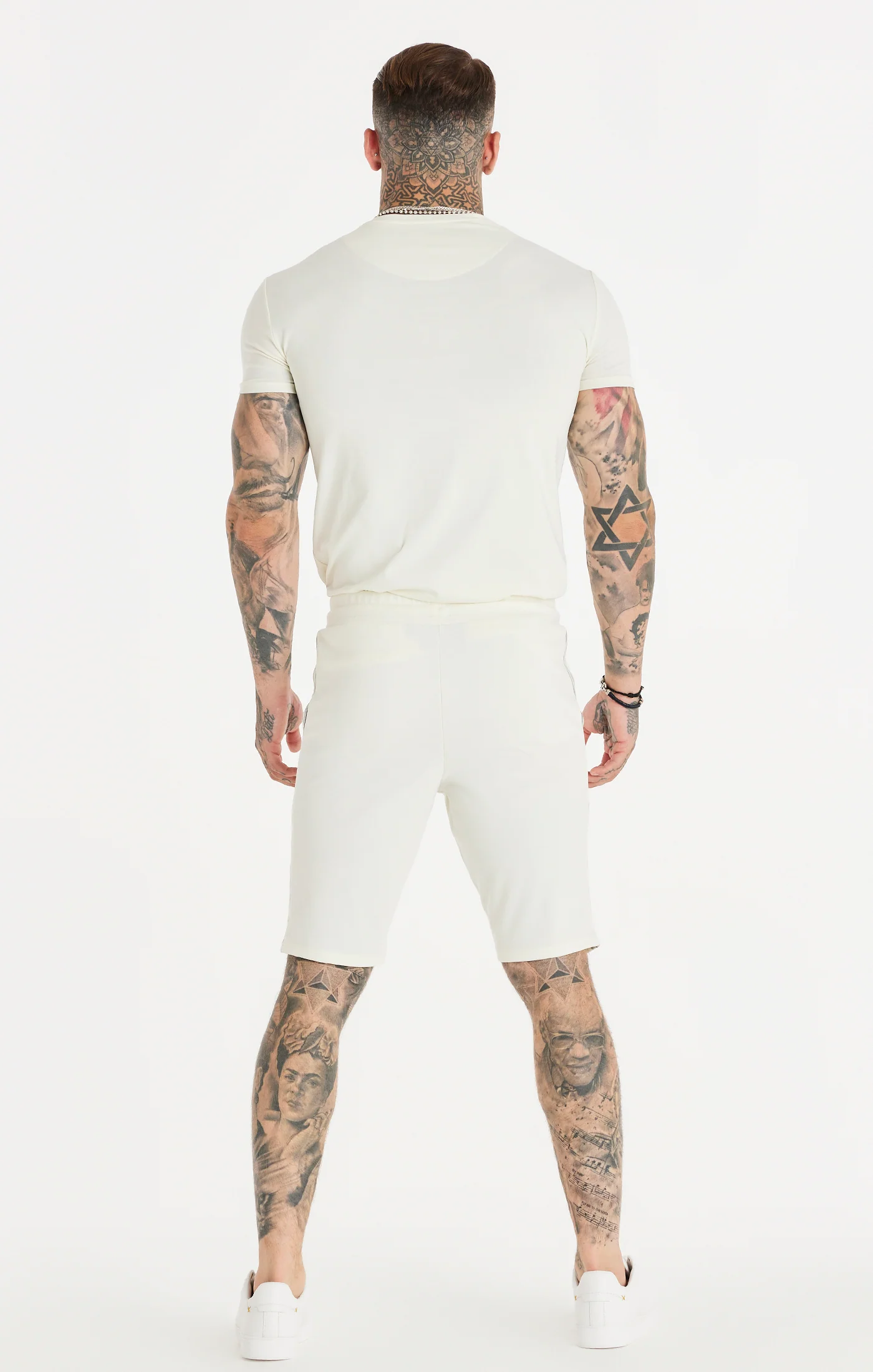 Ecru Knitted Tape Muscle Fit T-Shirt - Image 6