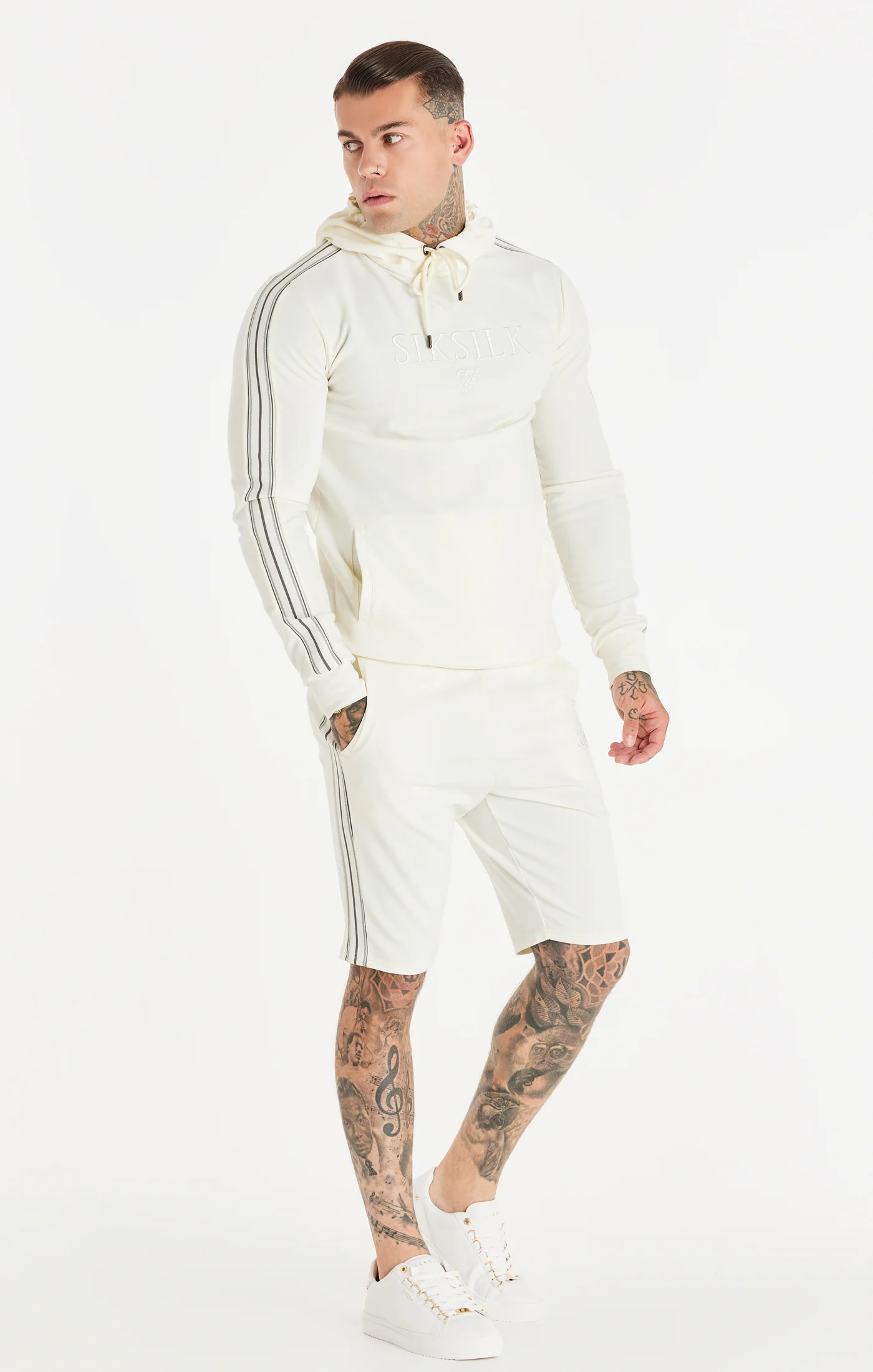 SikSilk Elevate Overhead Hoodie - Ecru - Image 5