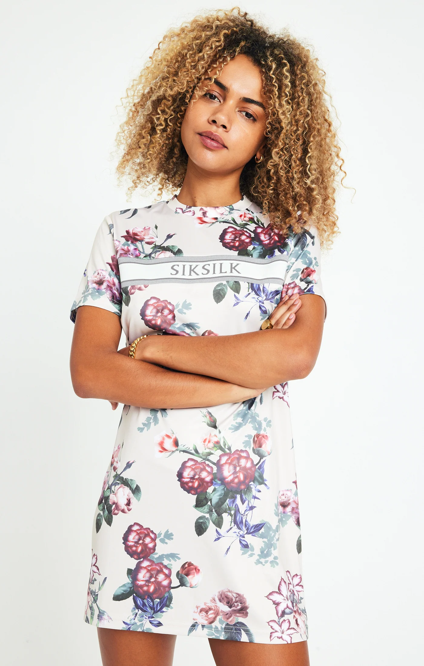 SikSilk Elevate T-Shirt Dress - Ecru - Image 2
