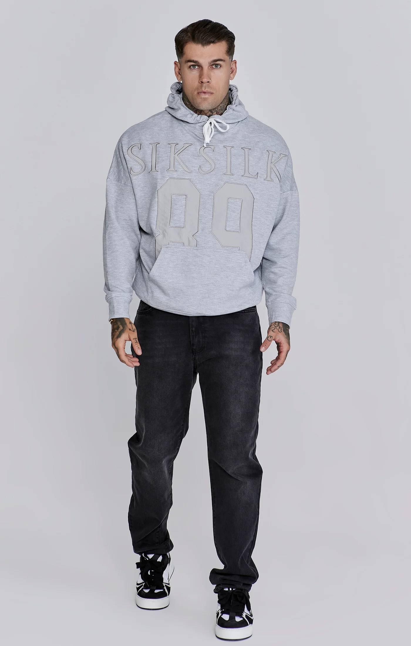 SikSilk Elite Textured 89 Hoodie - Grey Marl - Image 2