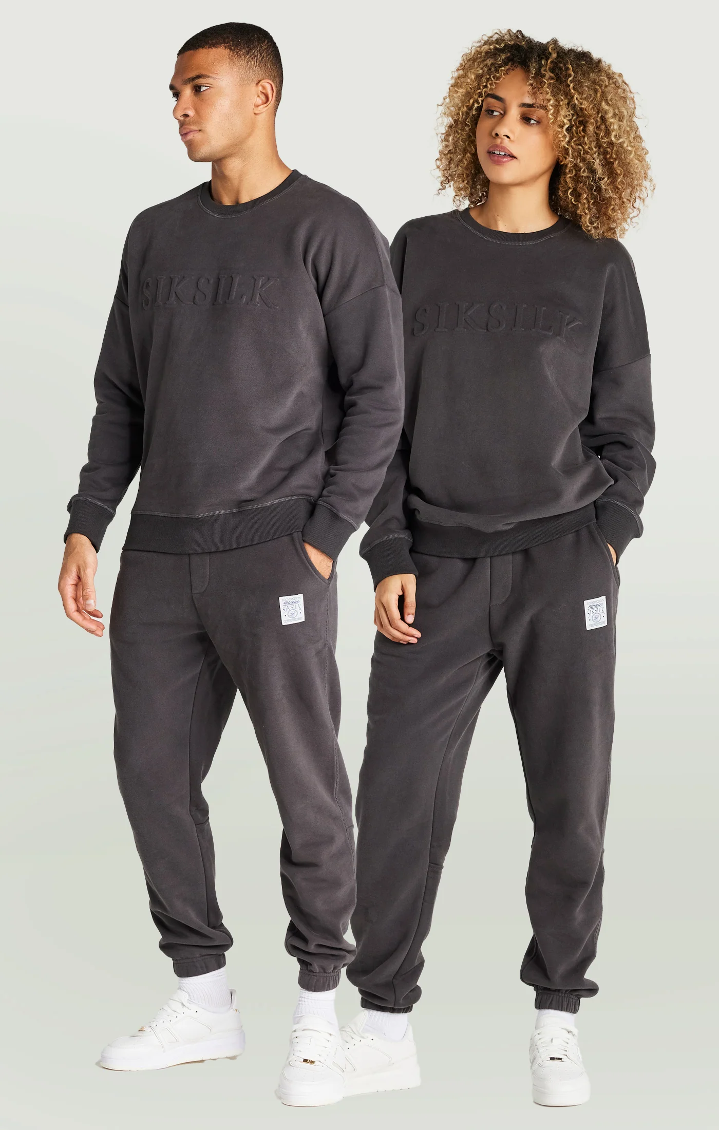 Black Embossed Crew Sweatshirt