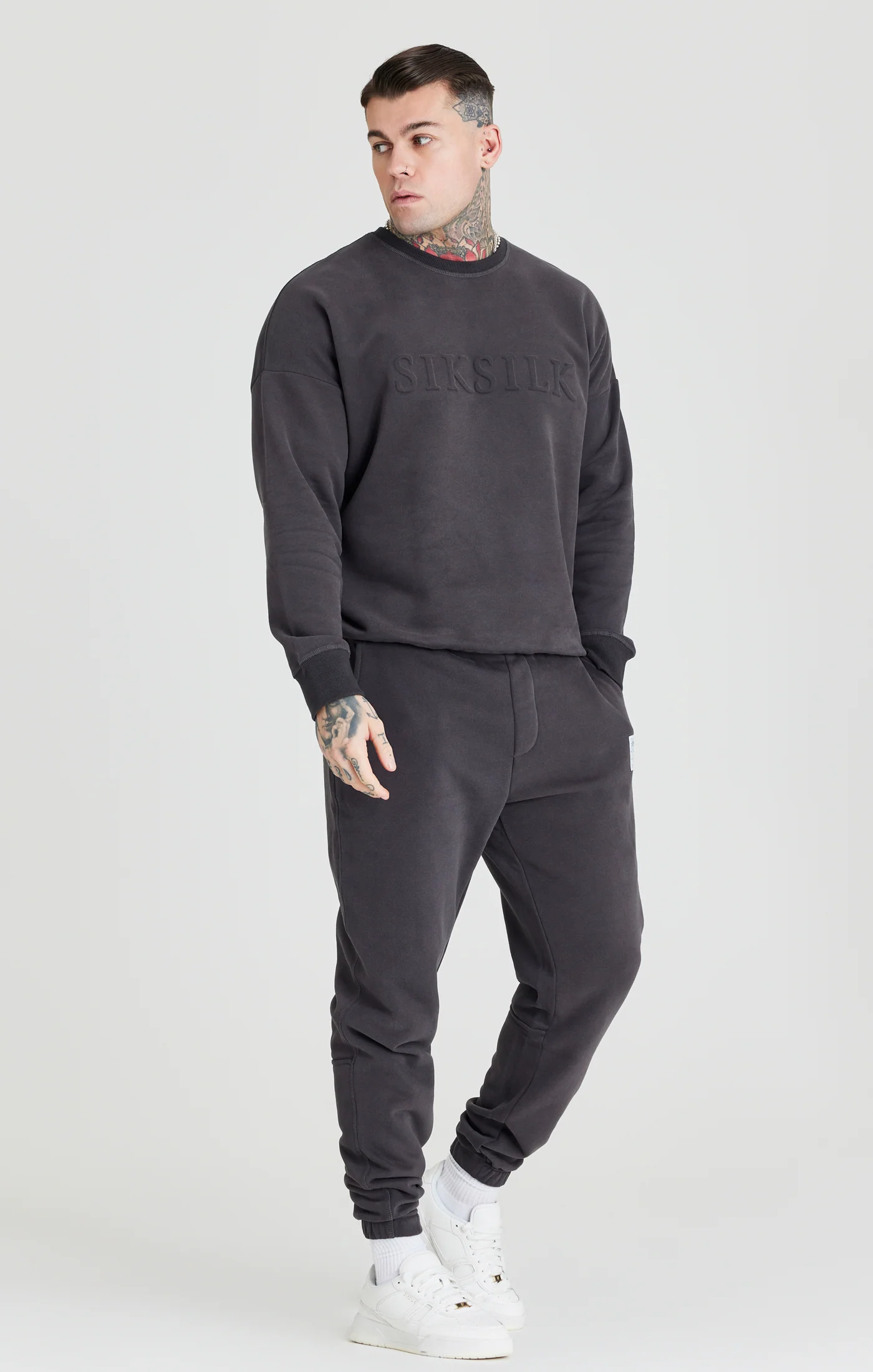 Black Embossed Crew Sweatshirt - Image 3