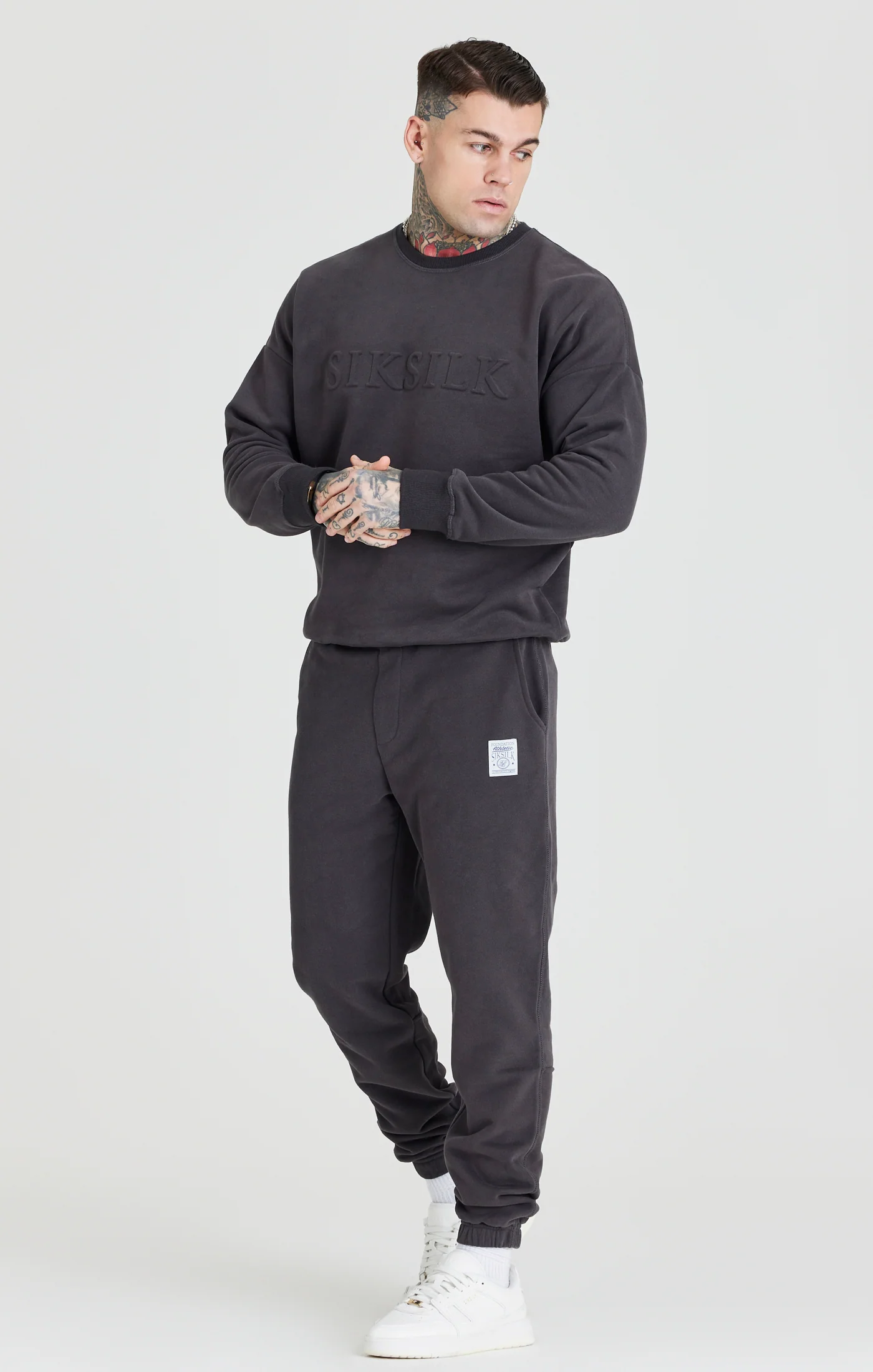 Black Embossed Crew Sweatshirt - Image 5