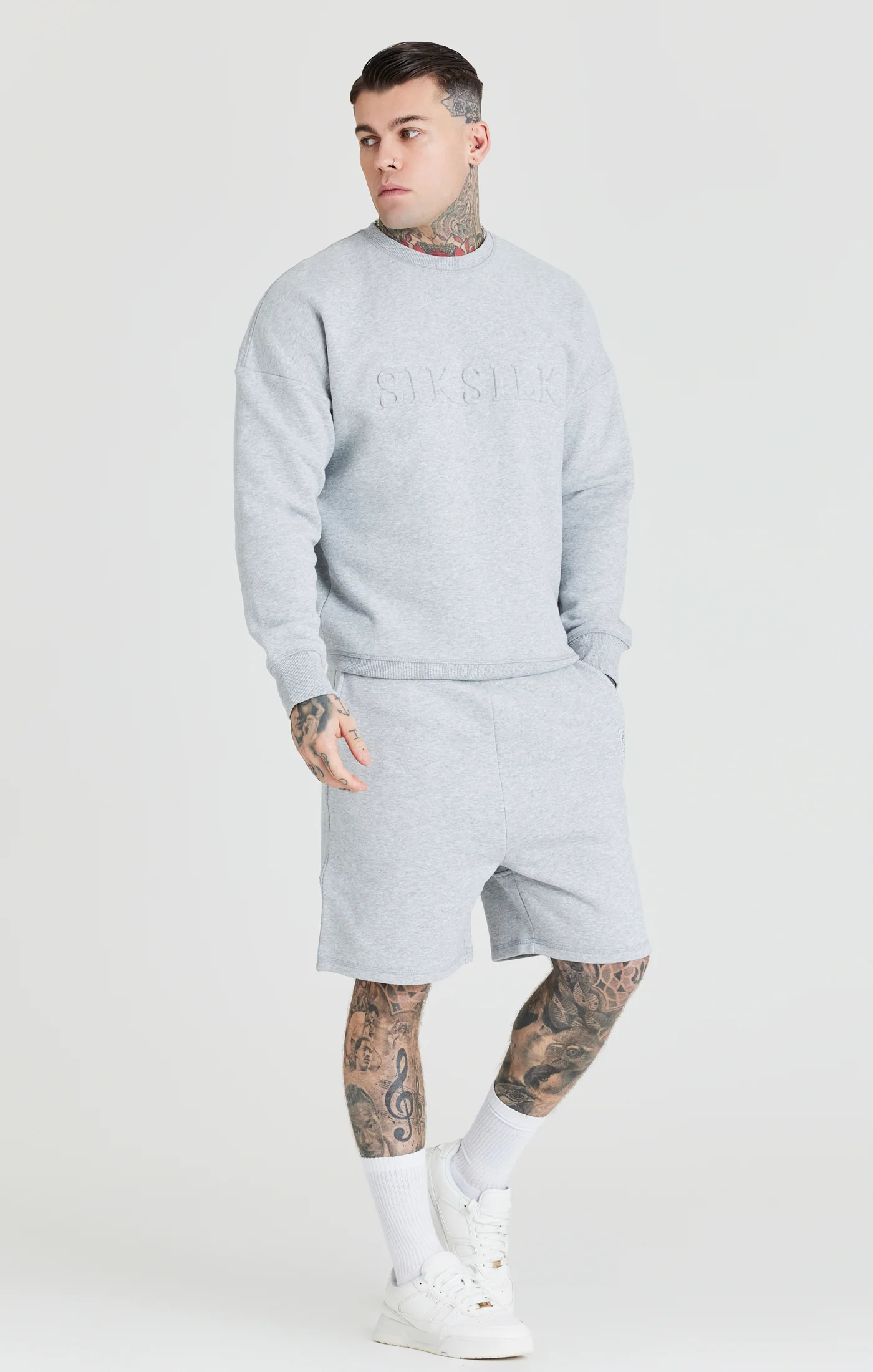 Grey Marl Embossed Crew Sweatshirt - Image 4
