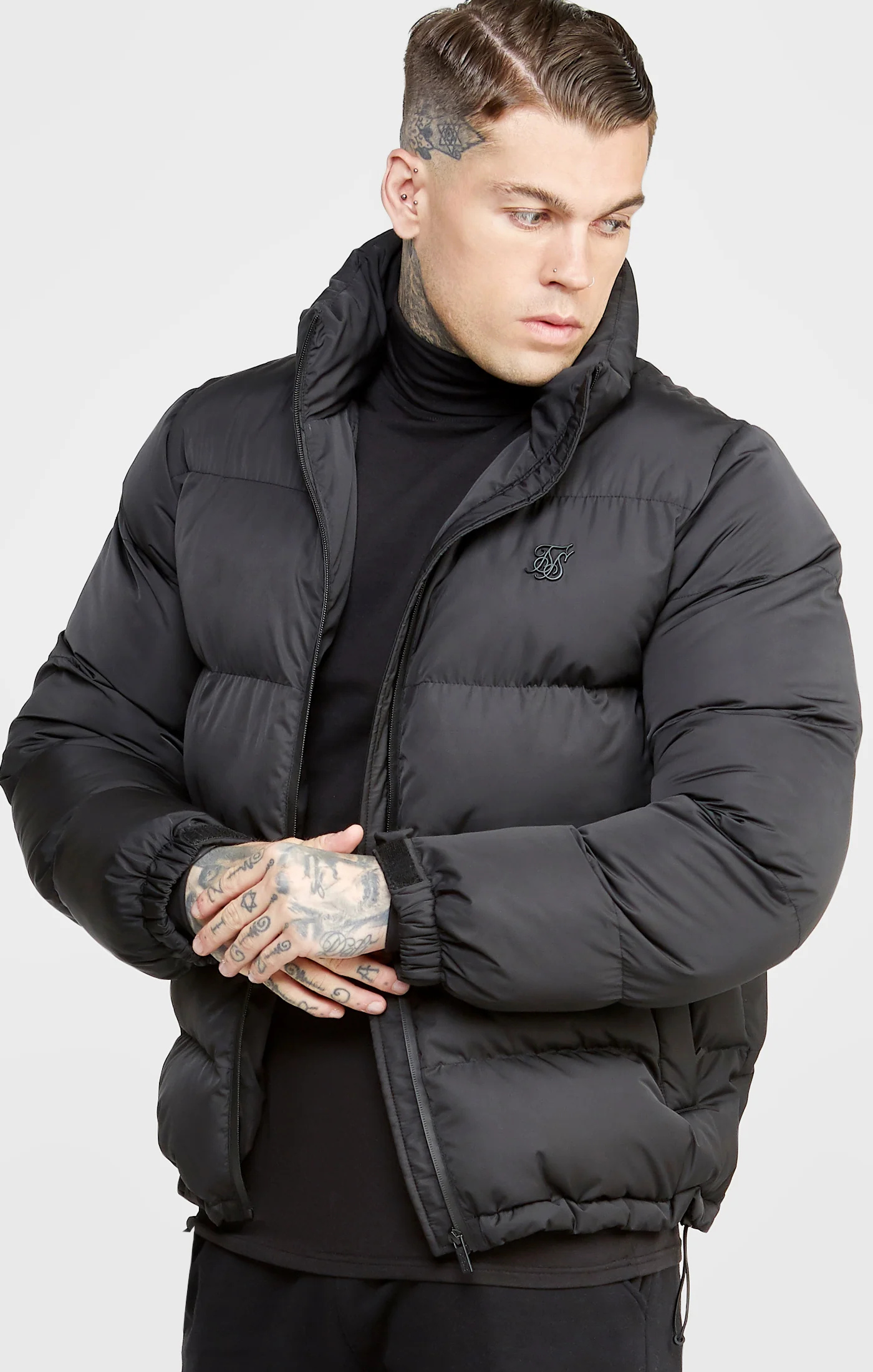 Black Embossed Logo Bubble Jacket