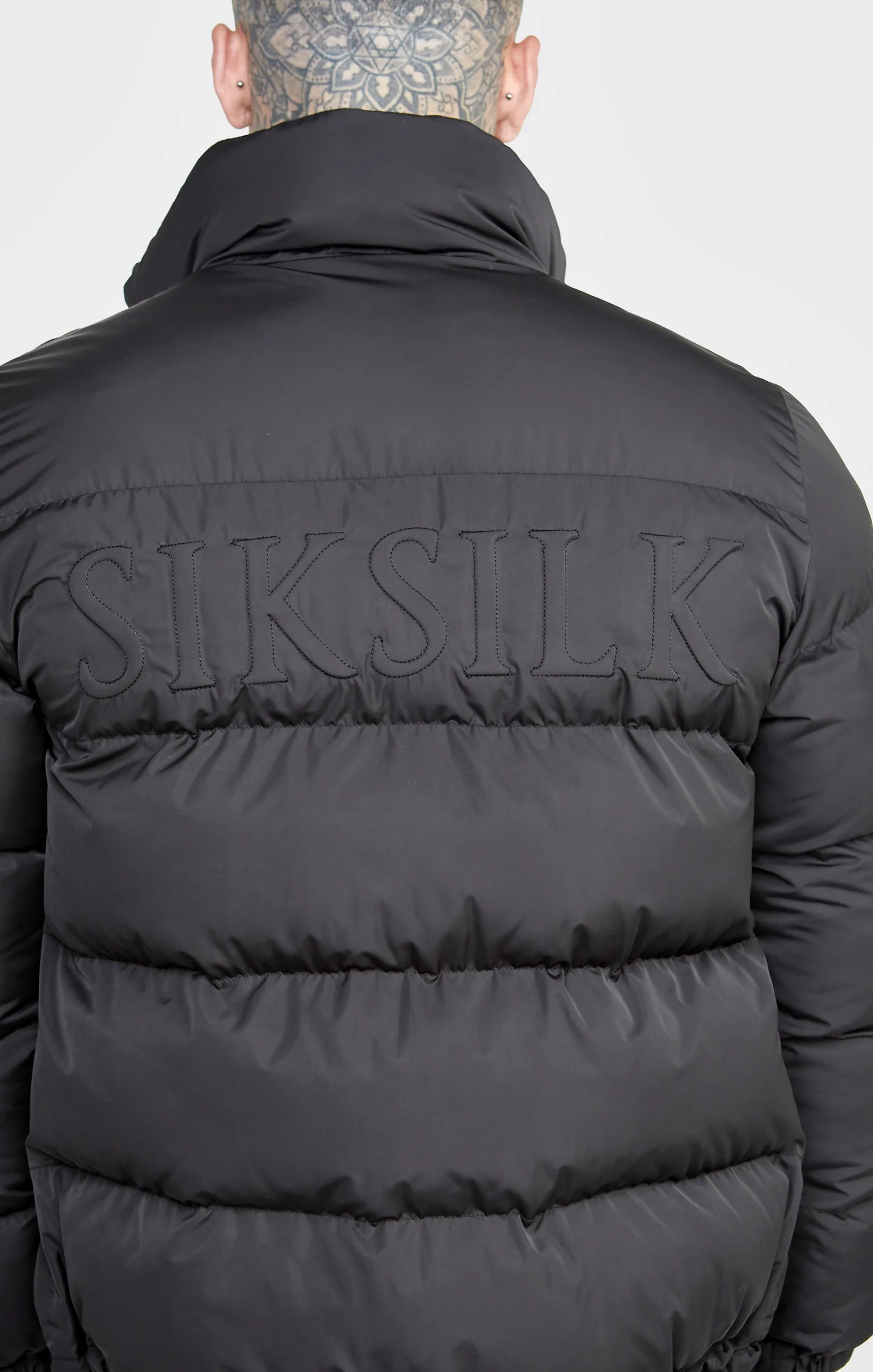 Black Embossed Logo Bubble Jacket - Image 2