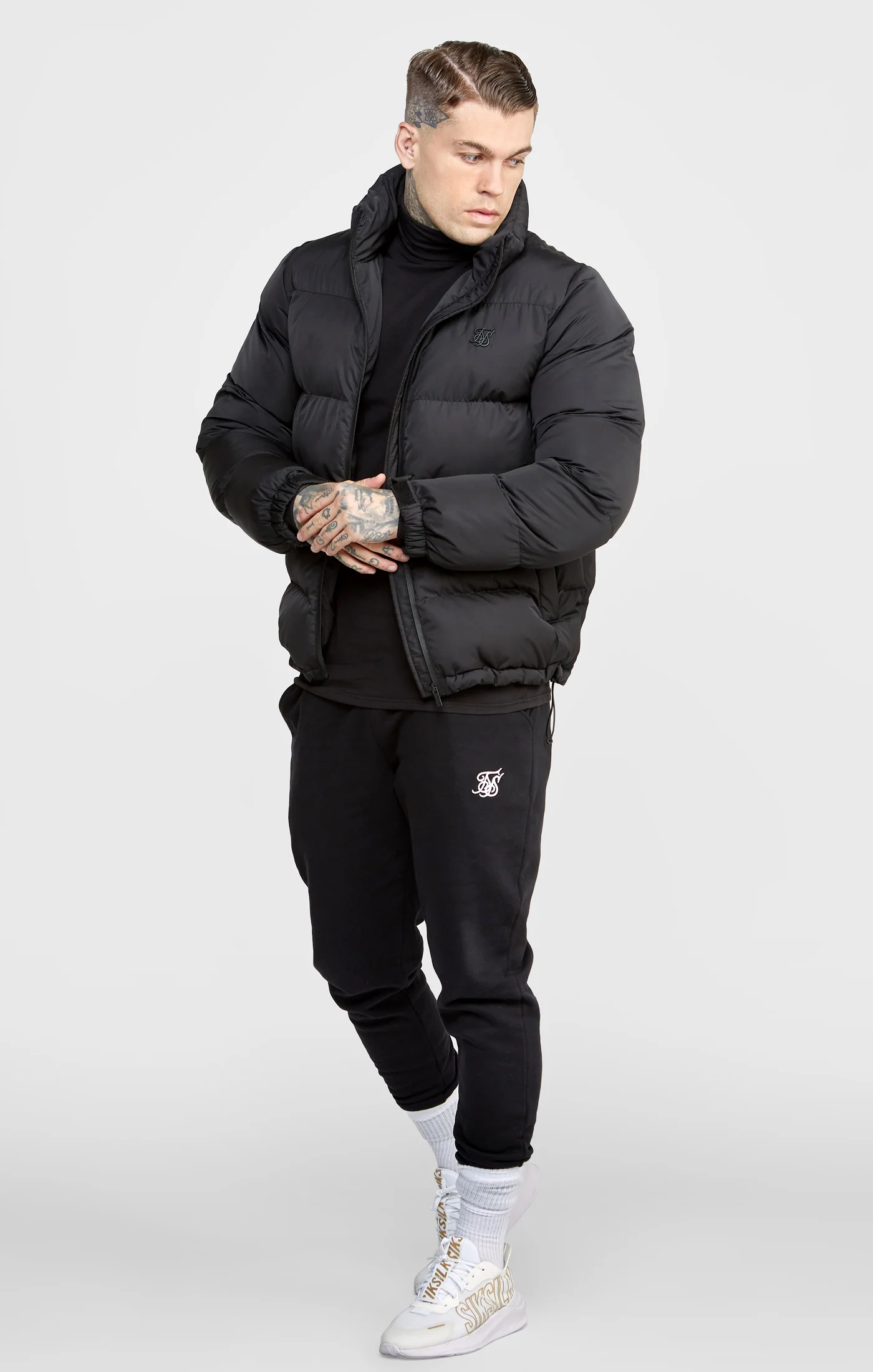 Black Embossed Logo Bubble Jacket - Image 3