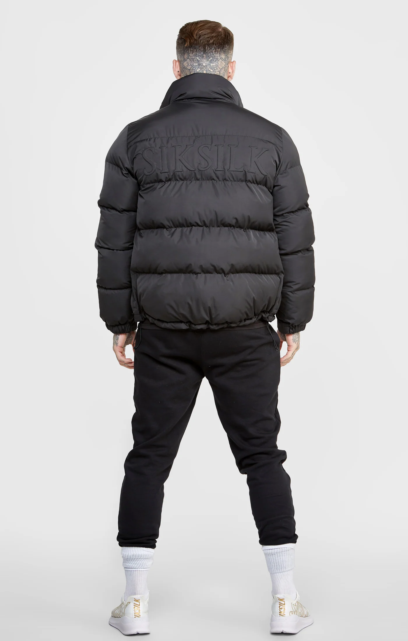 Black Embossed Logo Bubble Jacket - Image 5