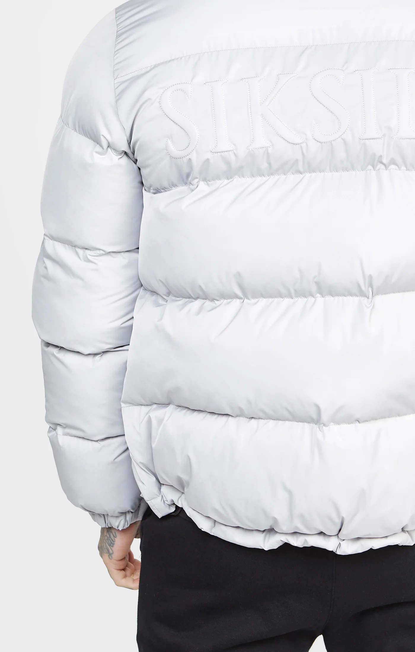 Grey Embossed Logo Puffer Jacket - Image 2