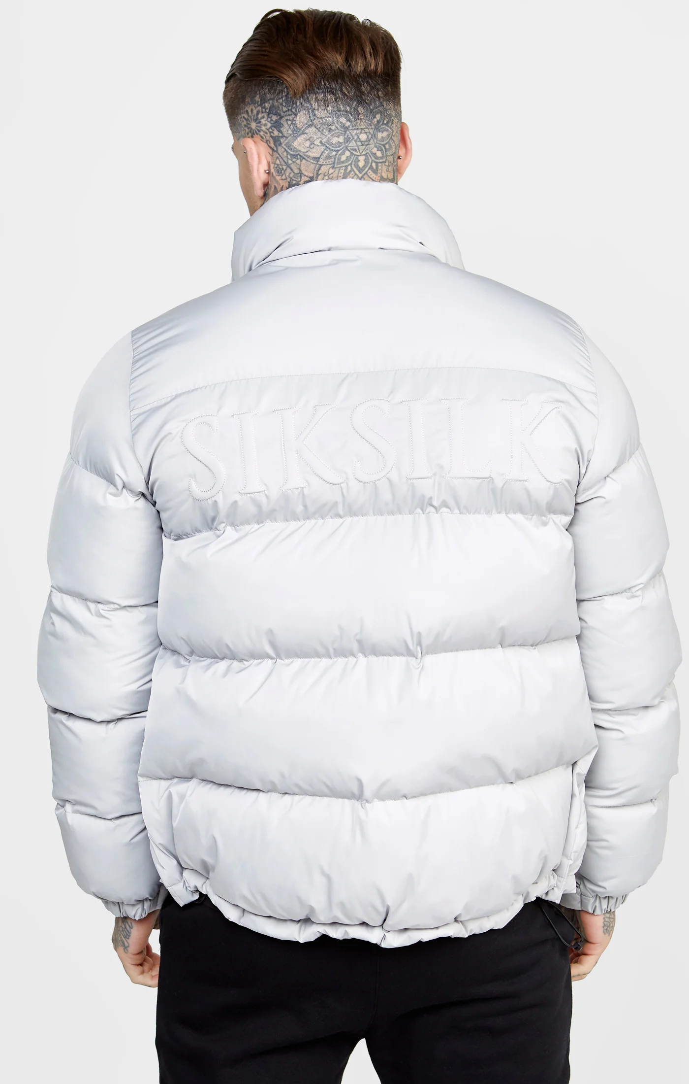 Grey Embossed Logo Puffer Jacket - Image 5