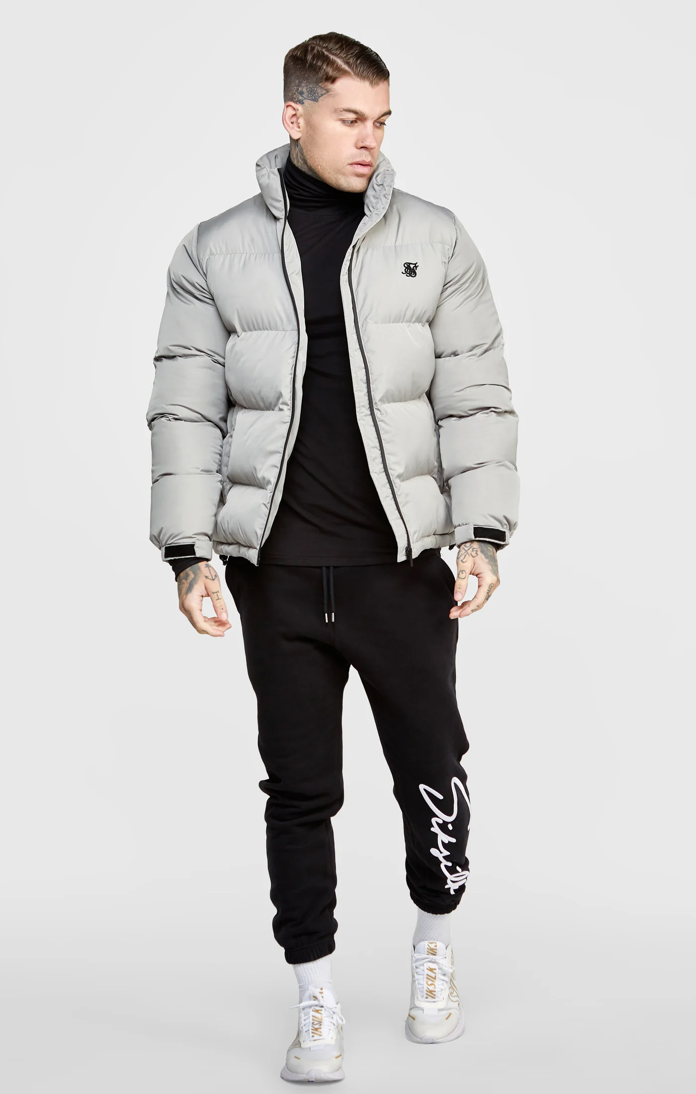 Khaki Embossed Logo Bubble Jacket - Image 3
