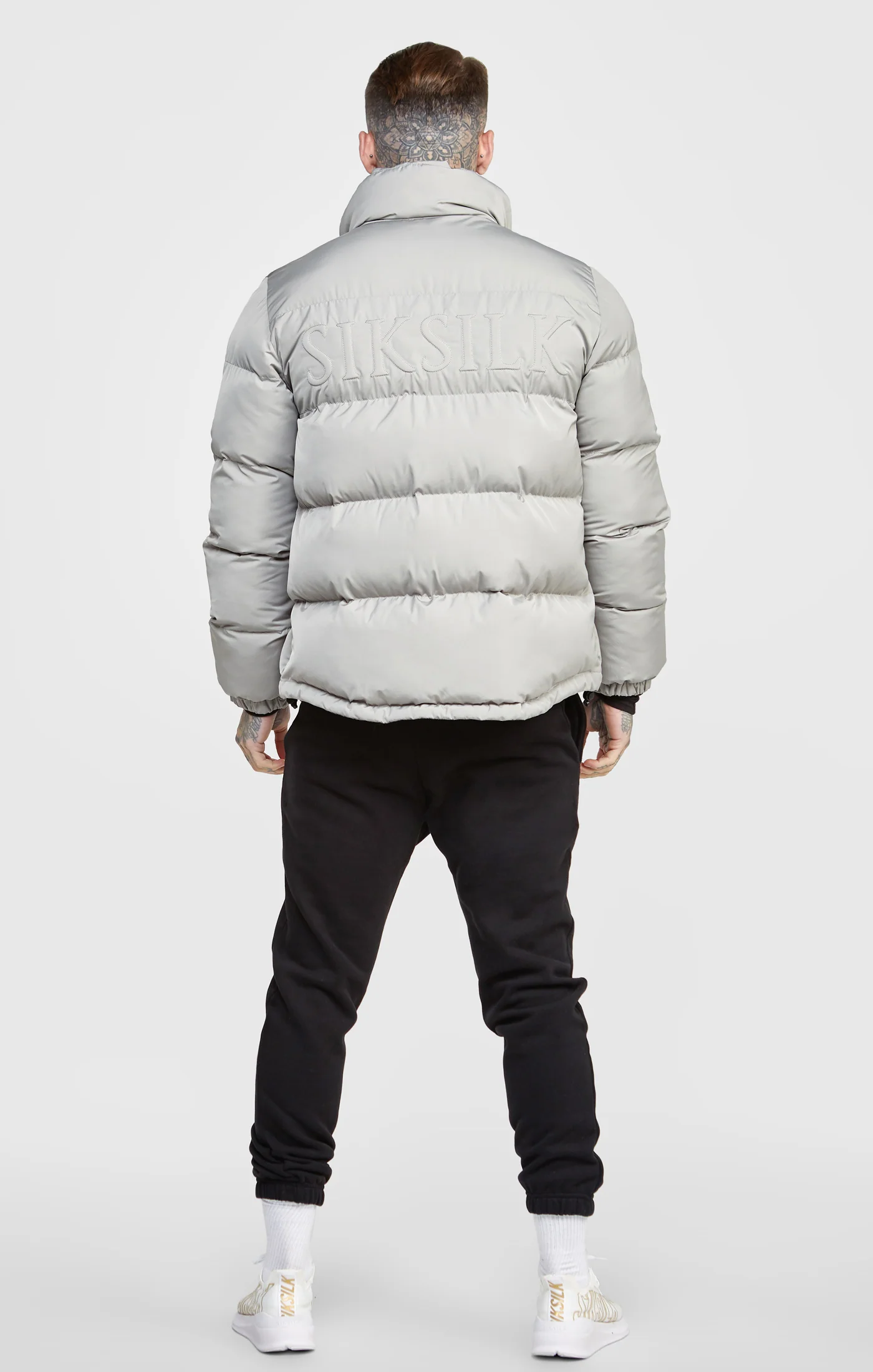 Khaki Embossed Logo Bubble Jacket - Image 4
