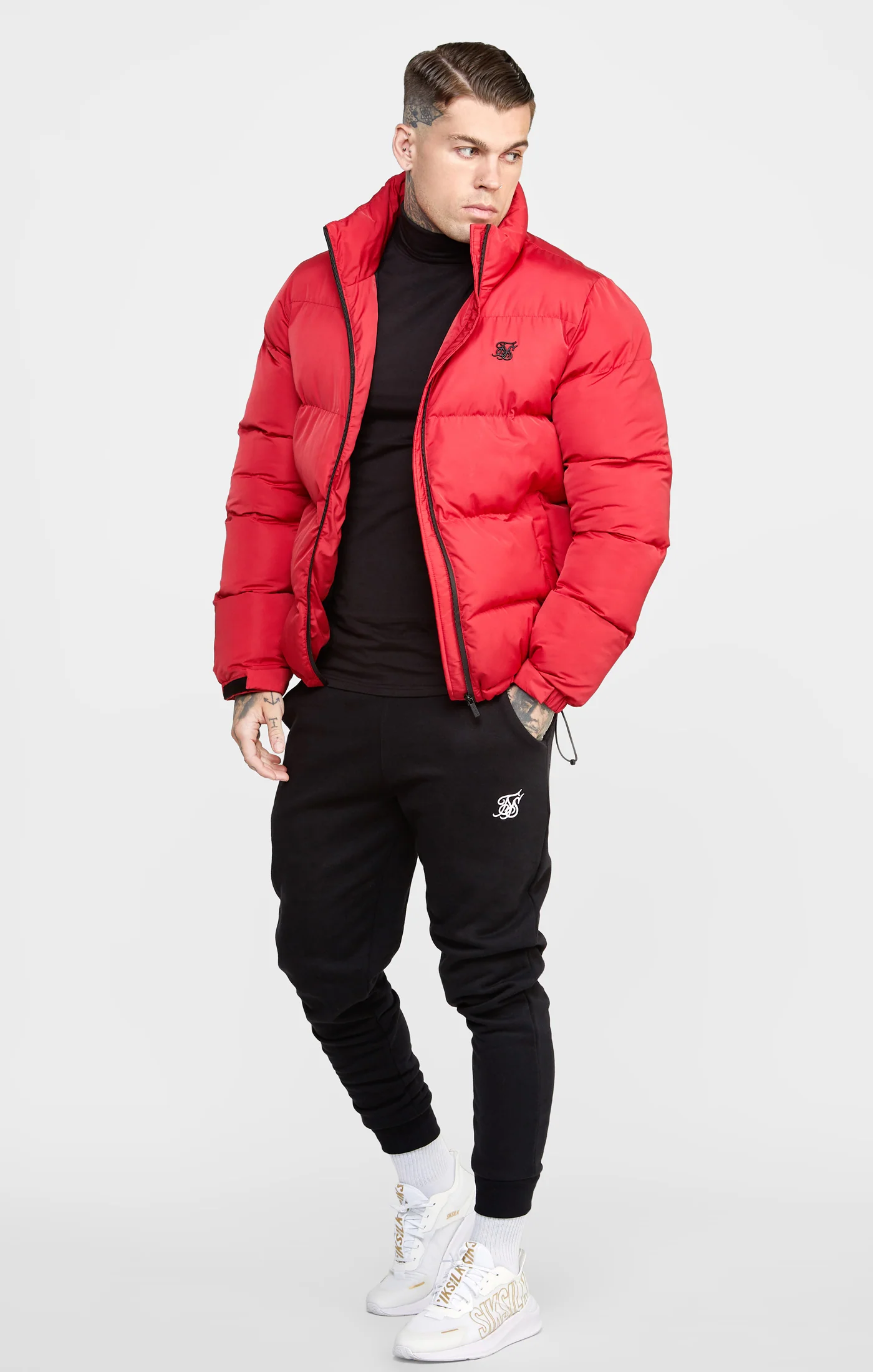 Red Embossed Logo Puffer Jacket - Image 3