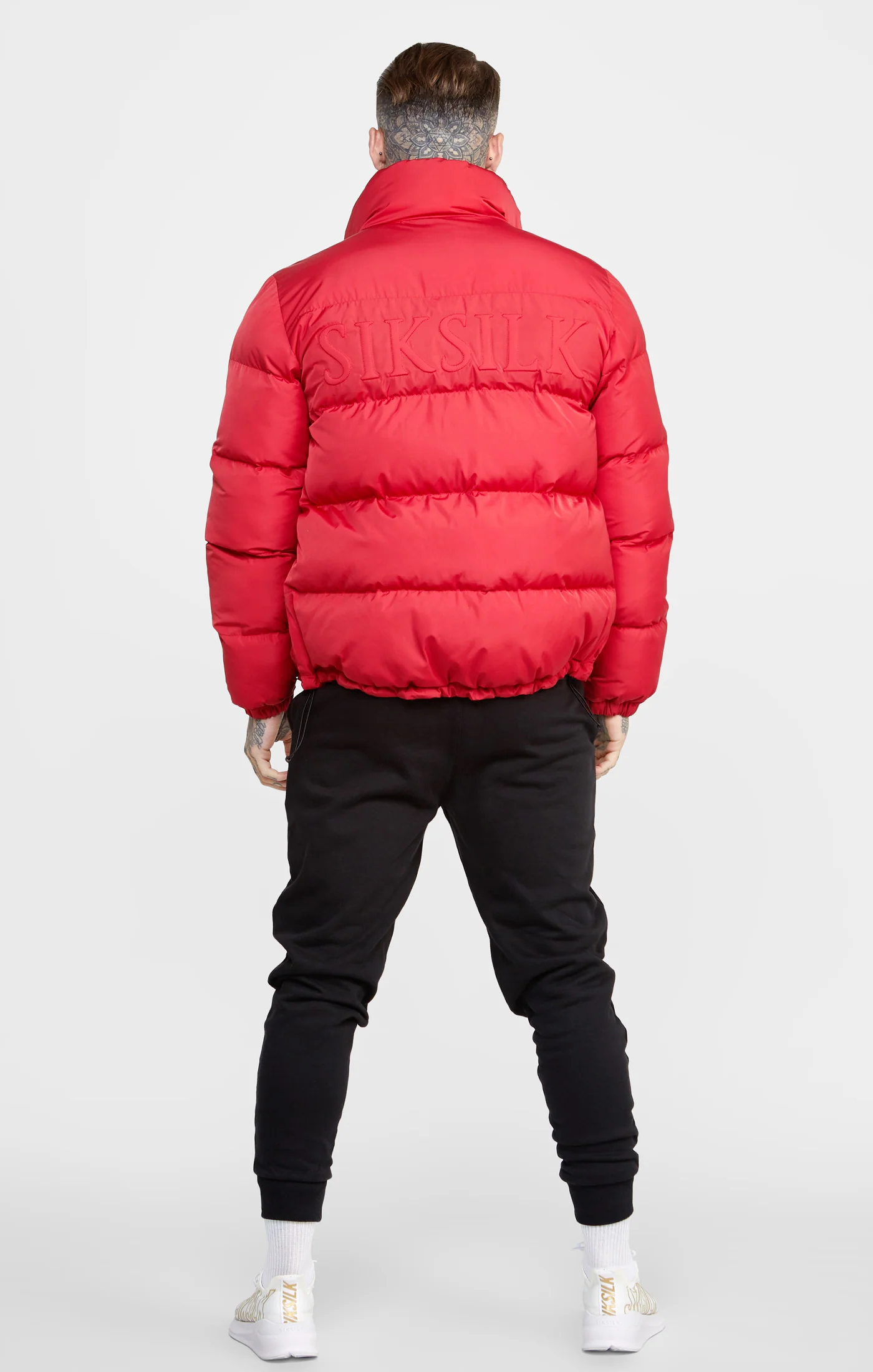 Red Embossed Logo Puffer Jacket - Image 5