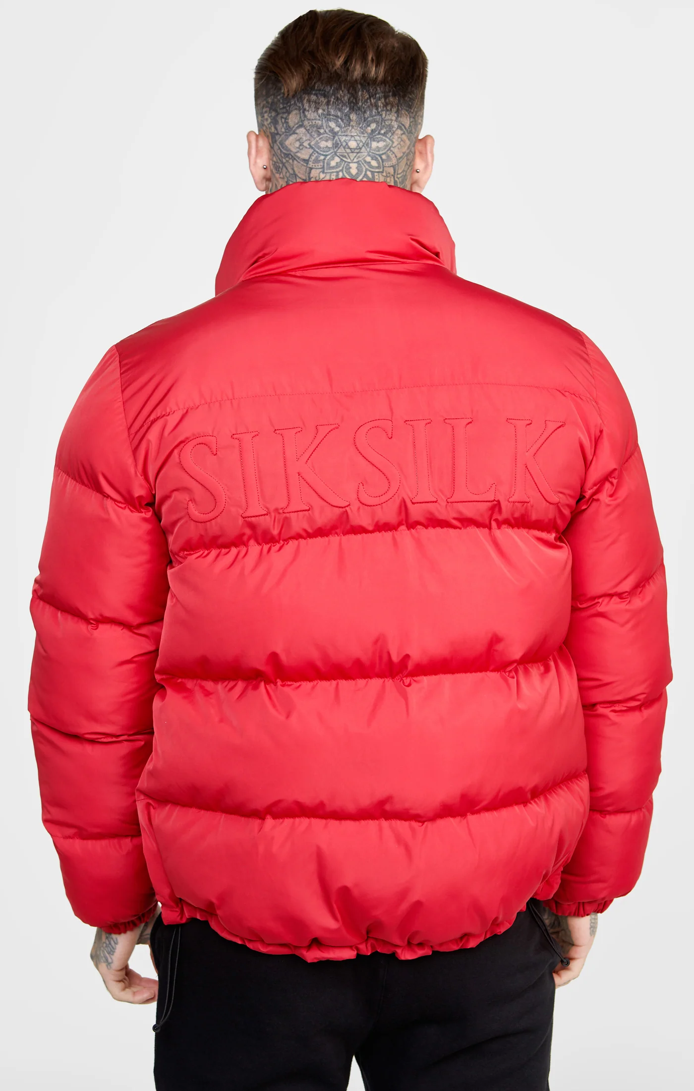 Red Embossed Logo Puffer Jacket - Image 6