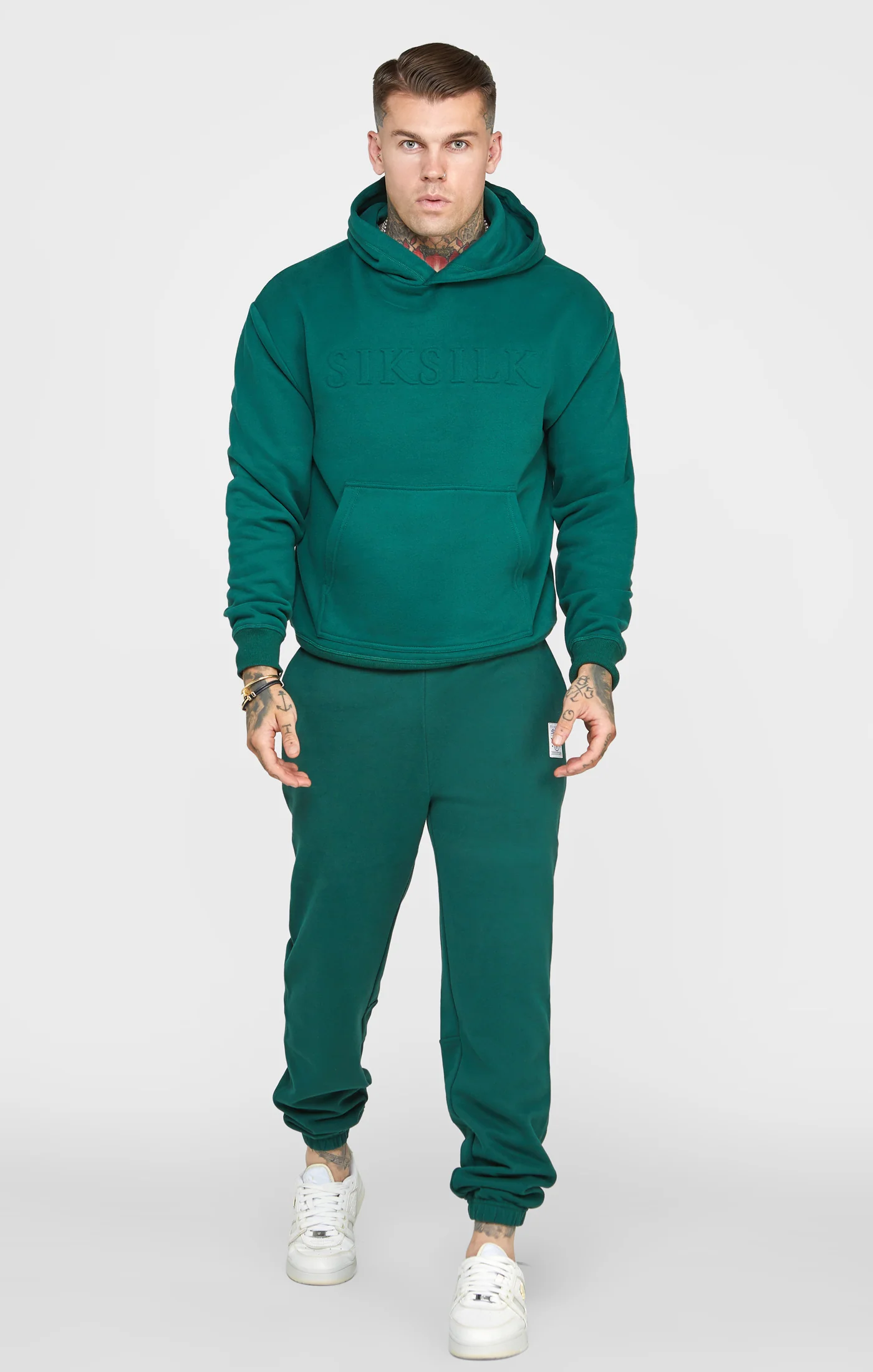 Green Embossed Overhead Hoodie - Image 3