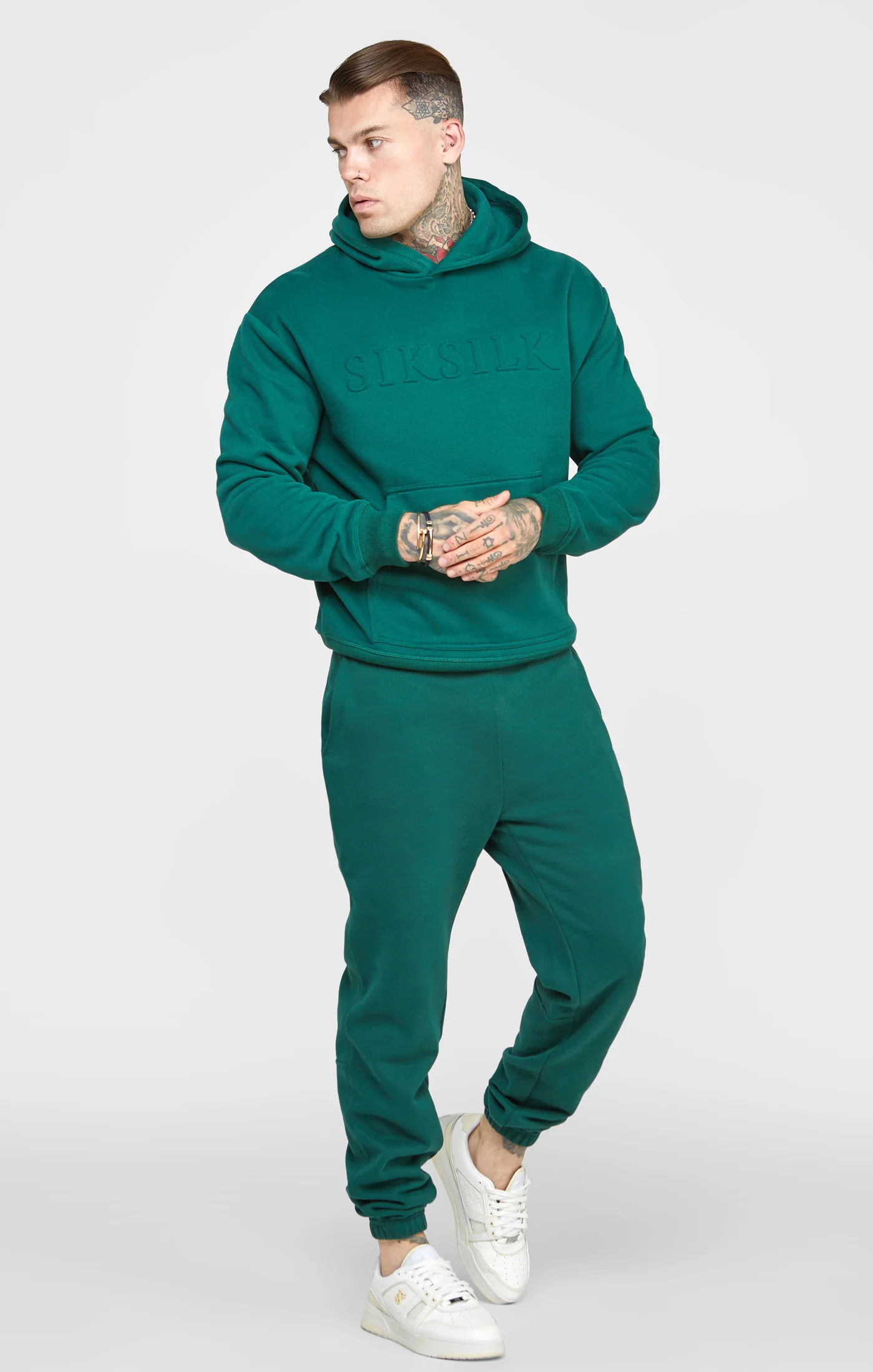 Green Embossed Overhead Hoodie - Image 4