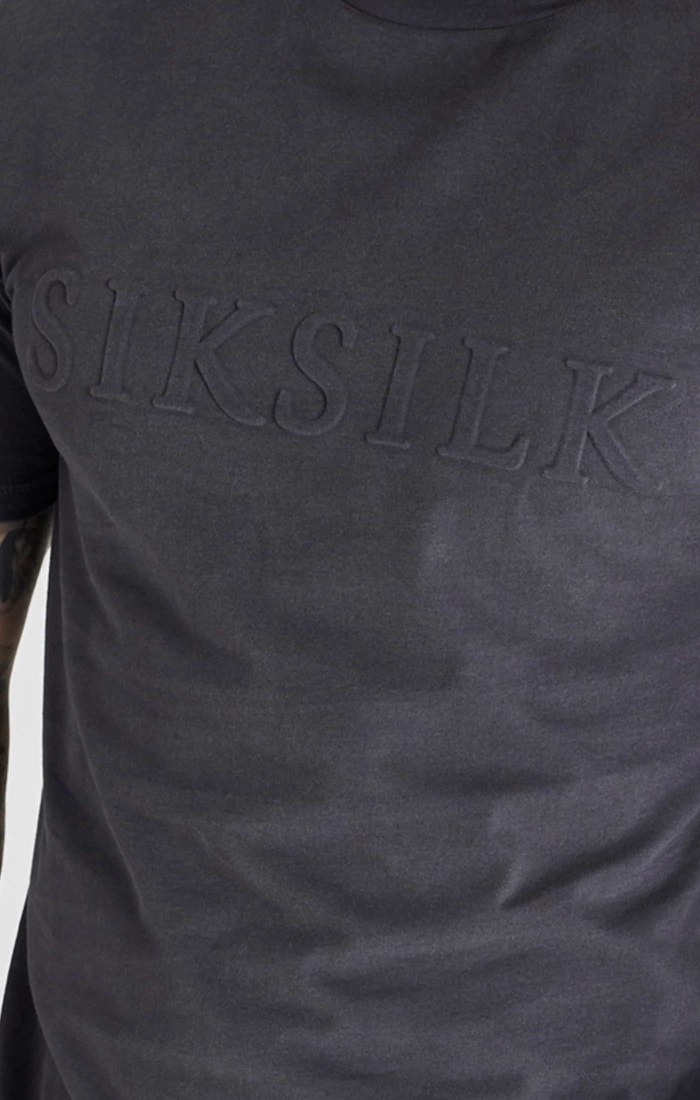 Black Embossed Relaxed Fit T-Shirt - Image 2