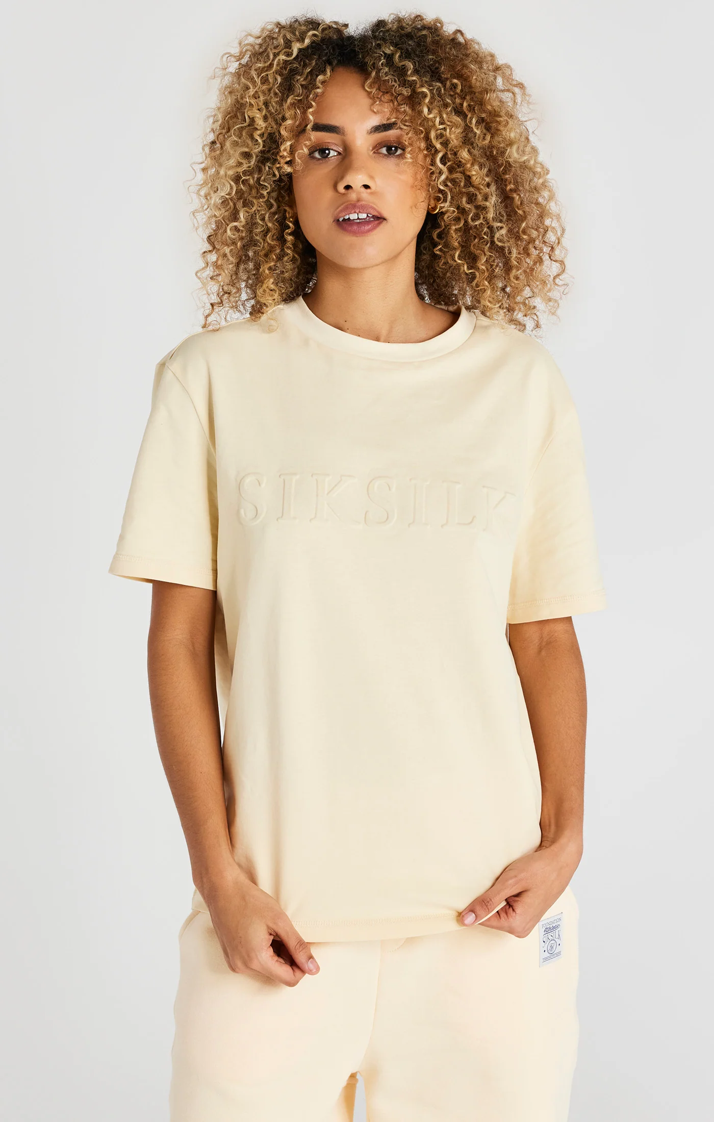 Ecru Embossed Relaxed Fit T-Shirt - Image 2