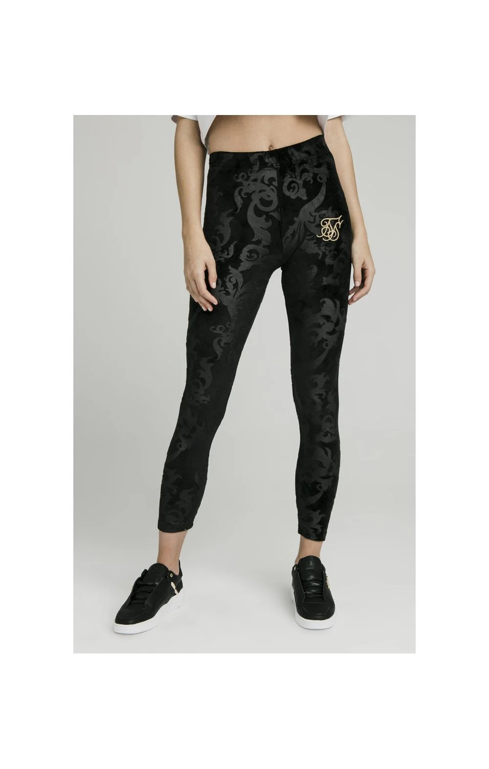 SikSilk Embossed Velour Leggings – Black