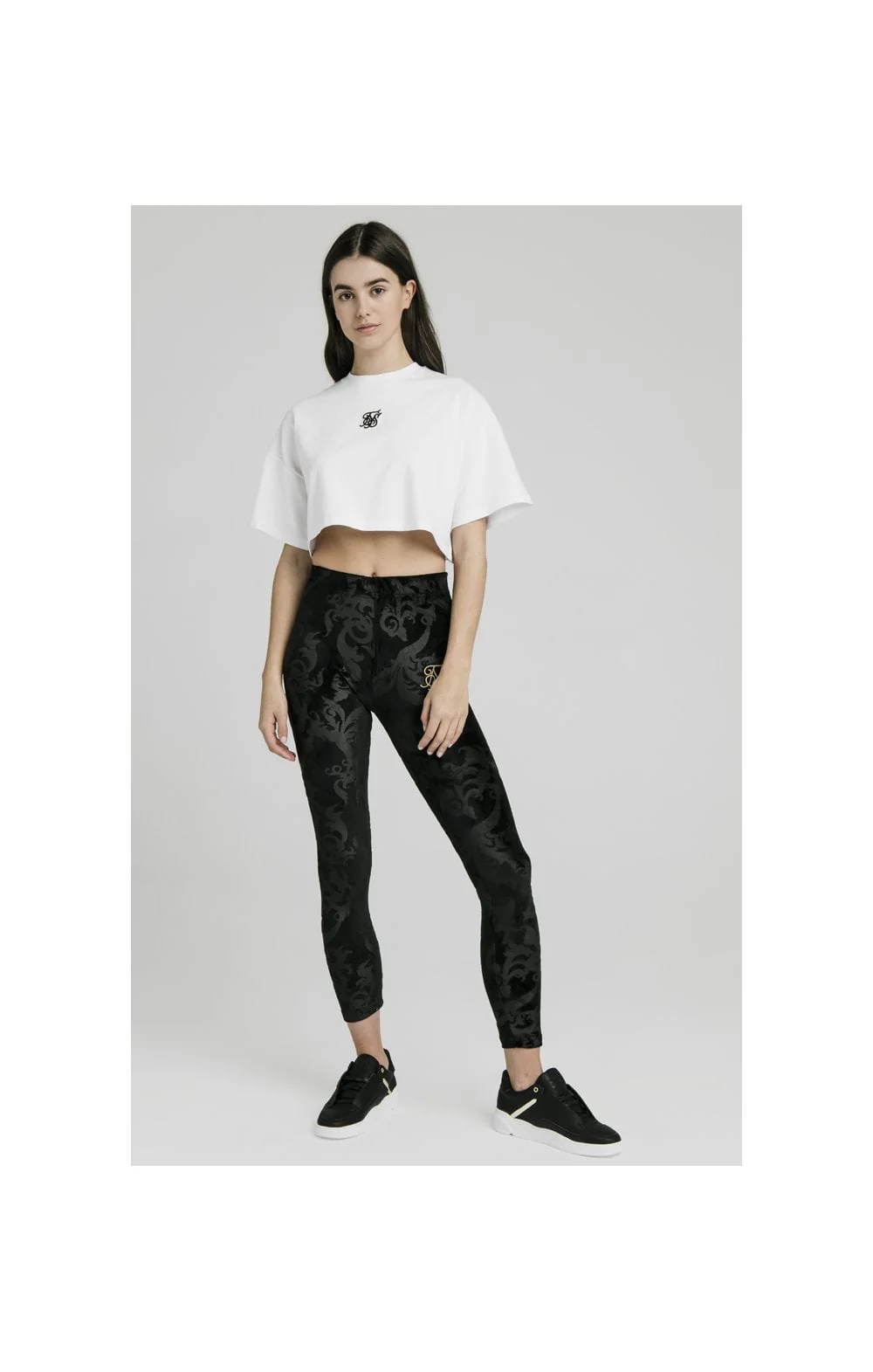 SikSilk Embossed Velour Leggings – Black - Image 7