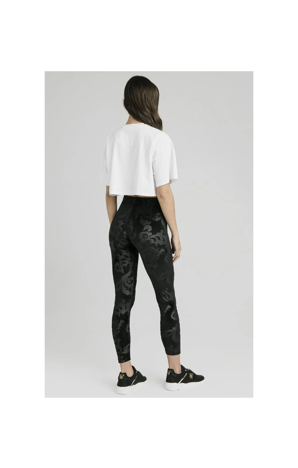 SikSilk Embossed Velour Leggings – Black - Image 9