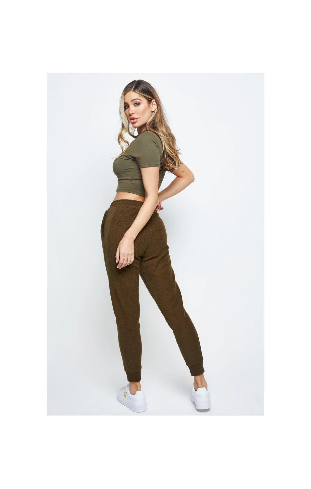 SikSilk Embroidered Crop Tee – Khaki - Image 7