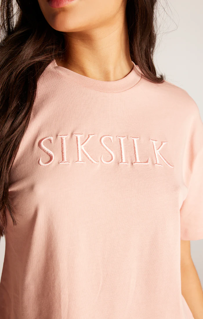 SikSilk Embroidered Logo Tee - Pink - Image 3