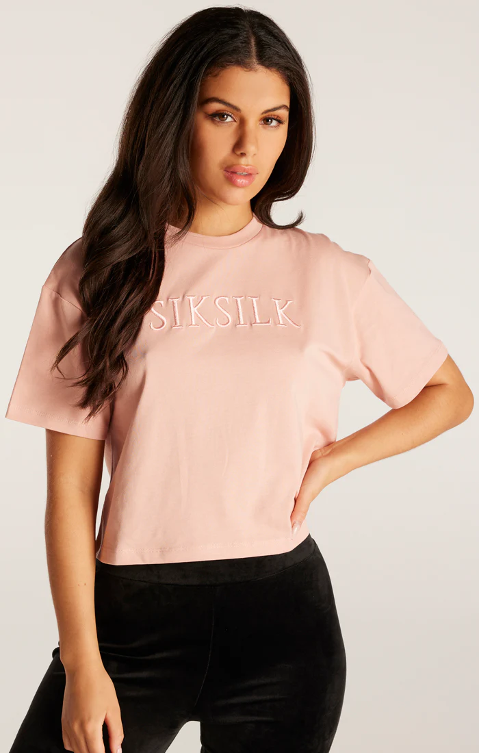 SikSilk Embroidered Logo Tee - Pink - Image 7